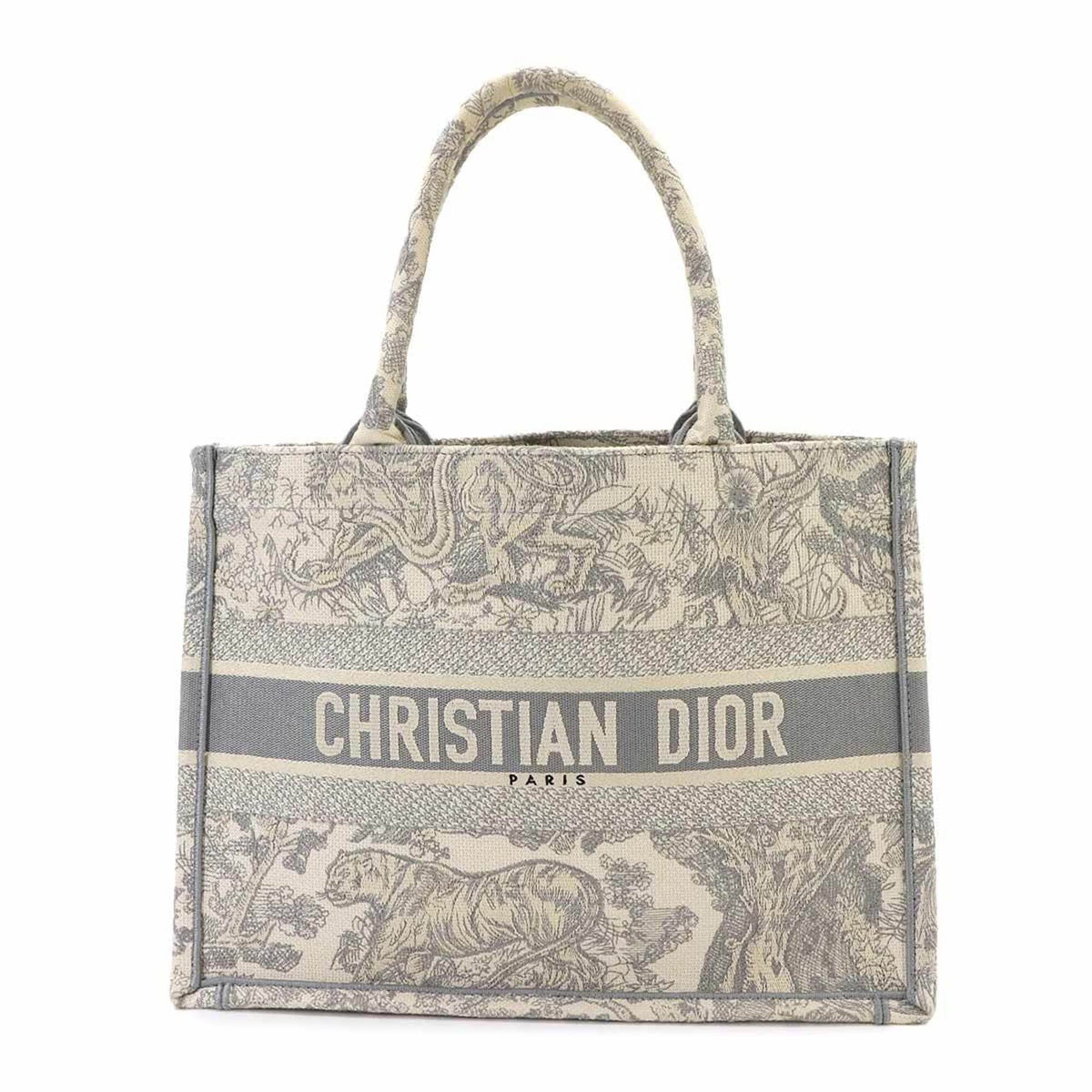Christian Dior Gray Canvas Handbag Tote Bag (Pre-Owned)