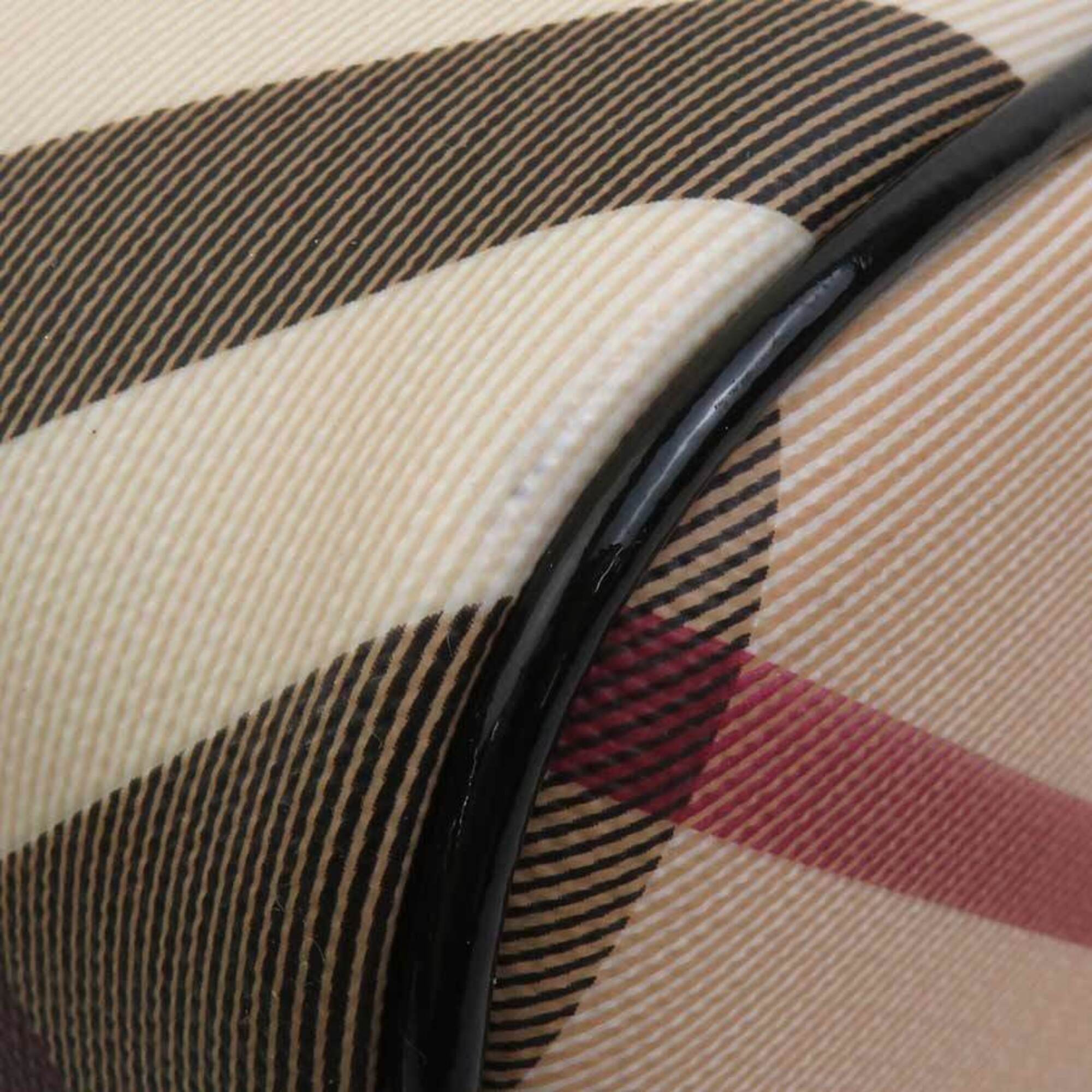 Burberry Beige Black Coated Canvas Patent Leather Handbag (Pre-Owned)