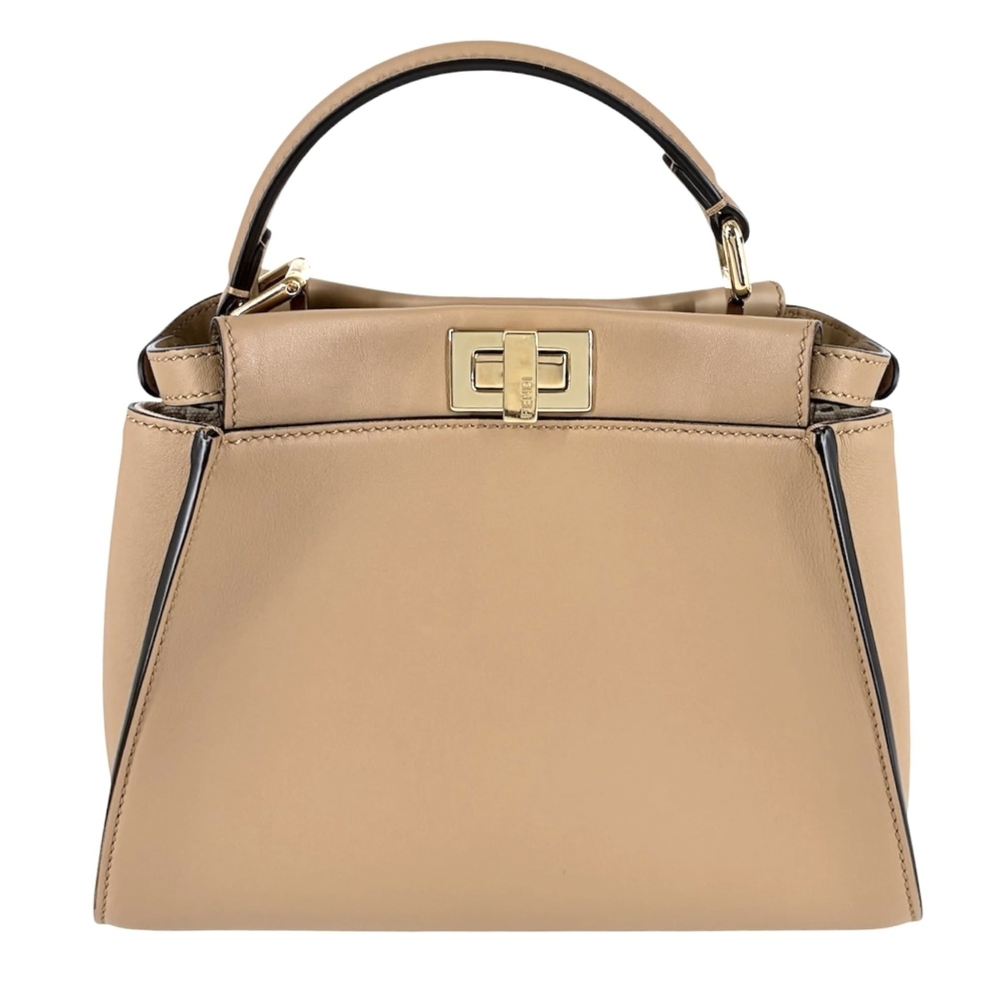 Fendi Peekaboo Brown Leather Handbag Shoulder Bag (Pre-Owned)