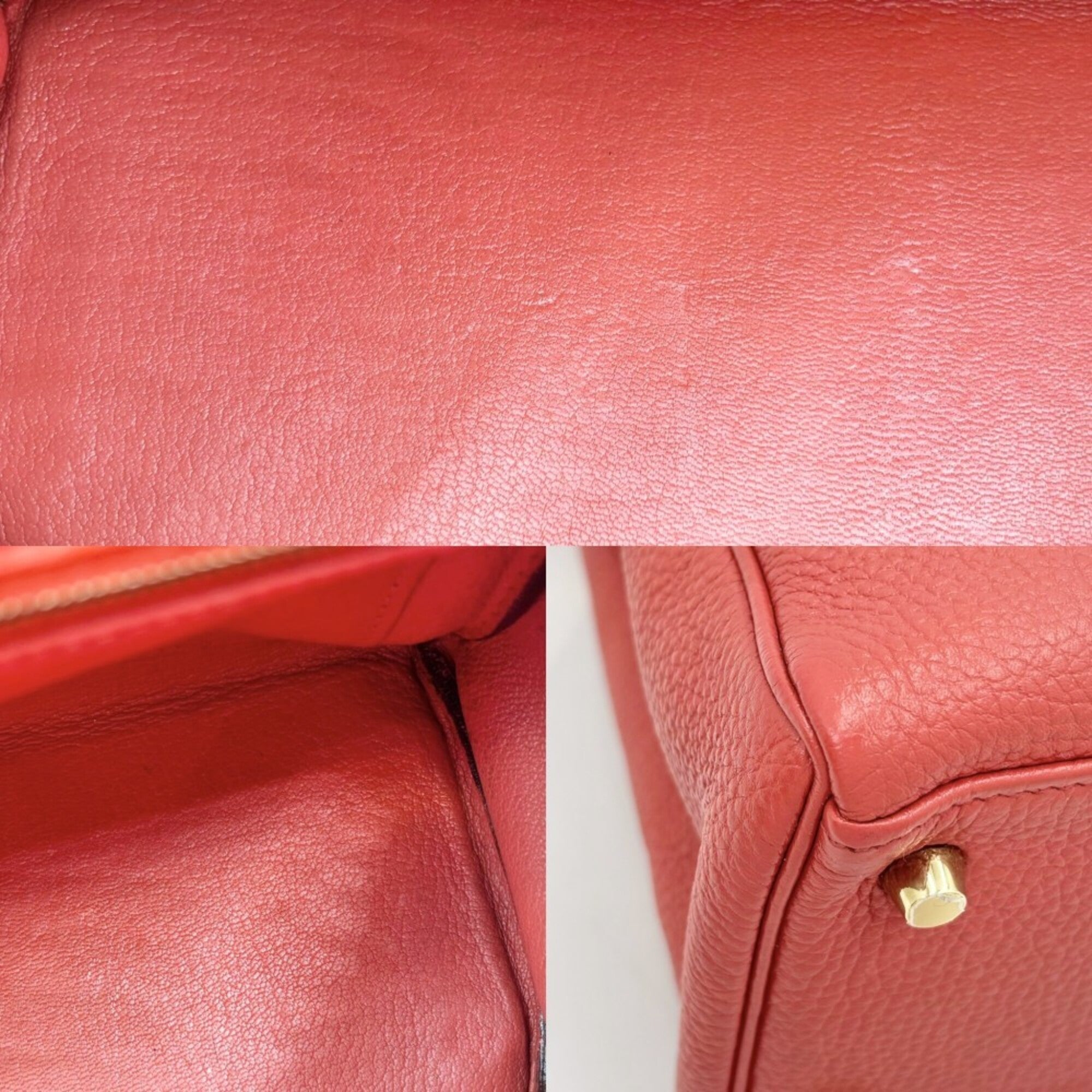 Hermes Orange Red Taurillon Clemence Leather Handbag Shoulder Bag (Pre-Owned)