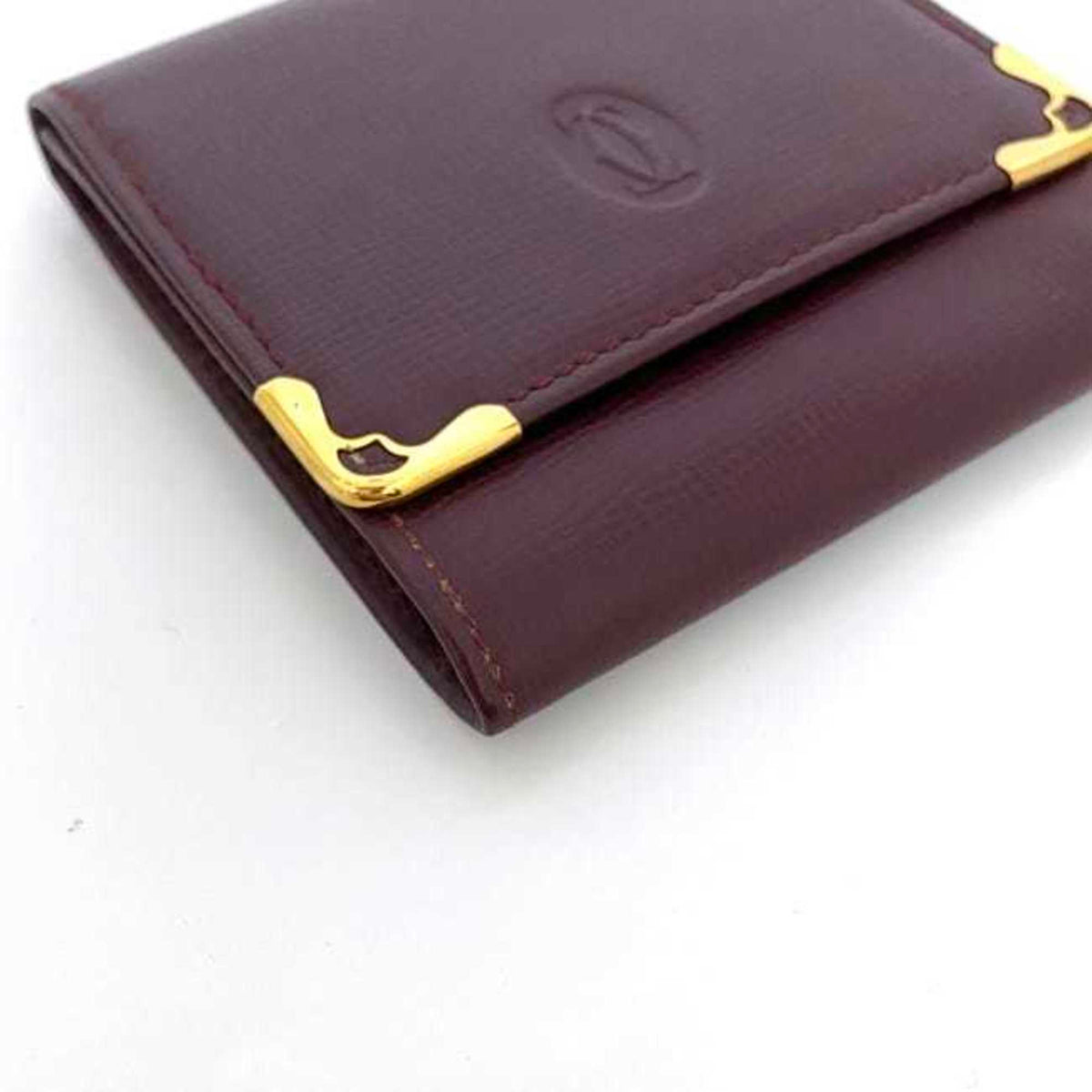 Cartier Bordeaux Leather Coin Purse/Coin Case (Pre-Owned)