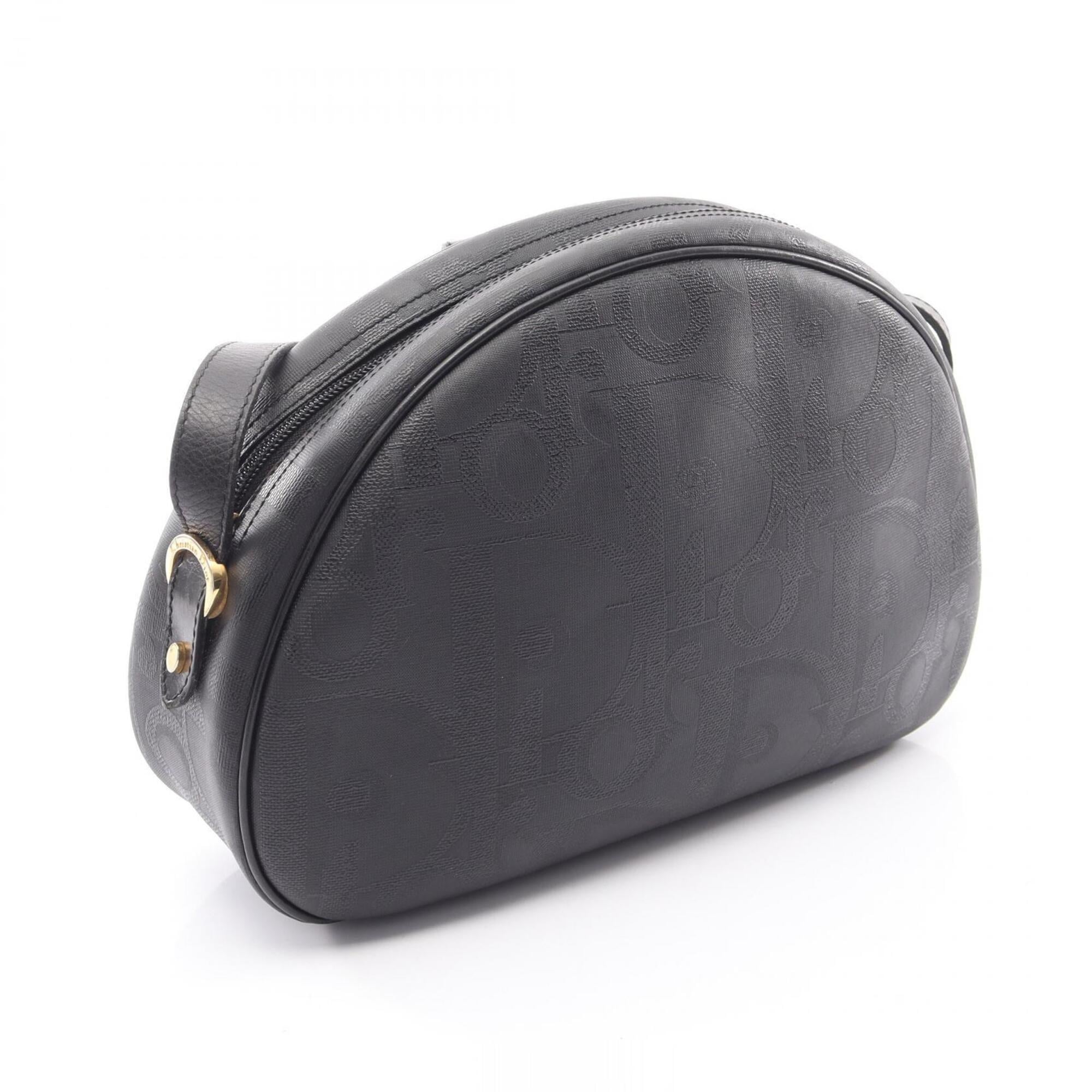 Christian Dior Black Coated Canvas Leather Handbag Shoulder Bag (Pre-Owned)