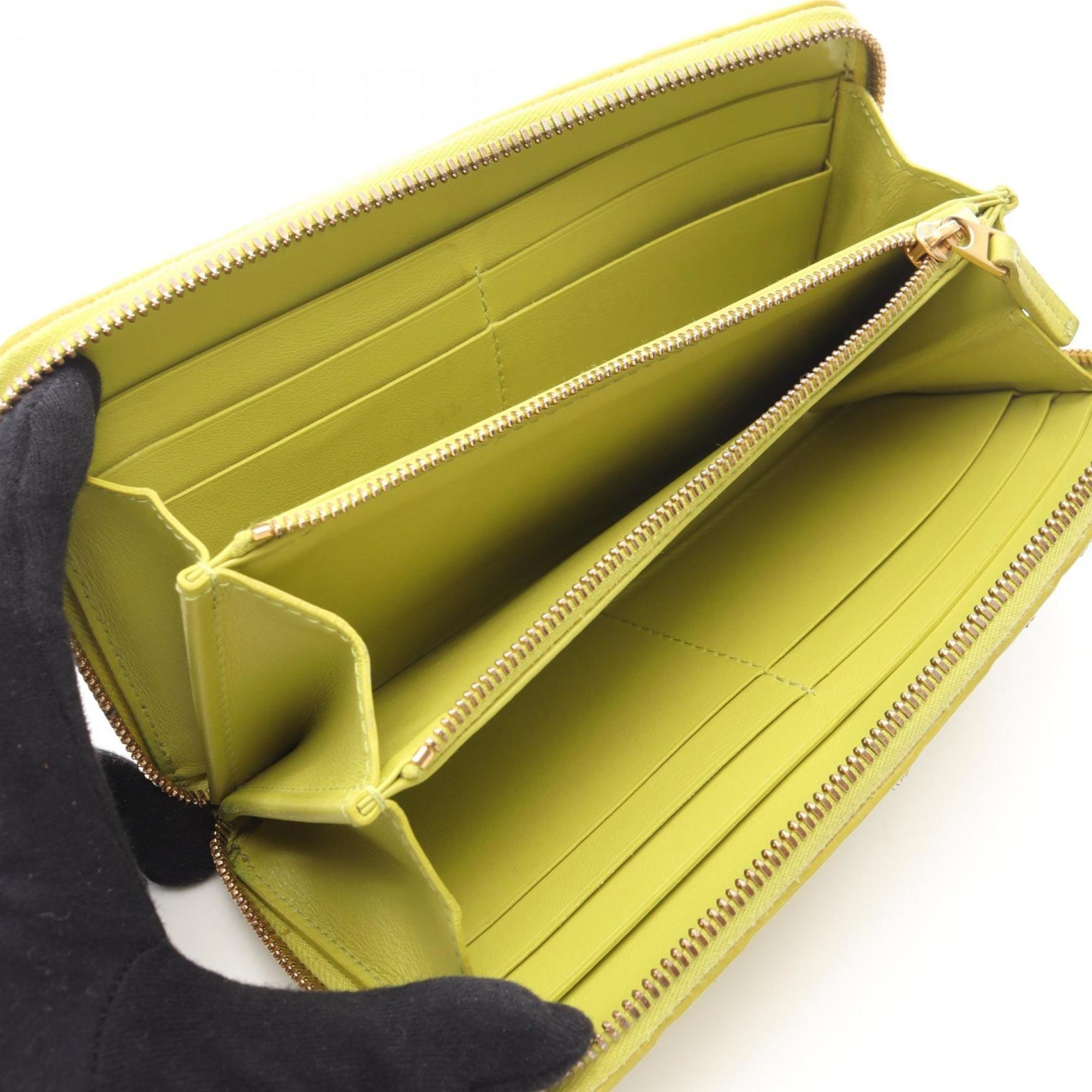 Bottega Veneta Green Leather Long Wallet (Bi-Fold) (Pre-Owned)