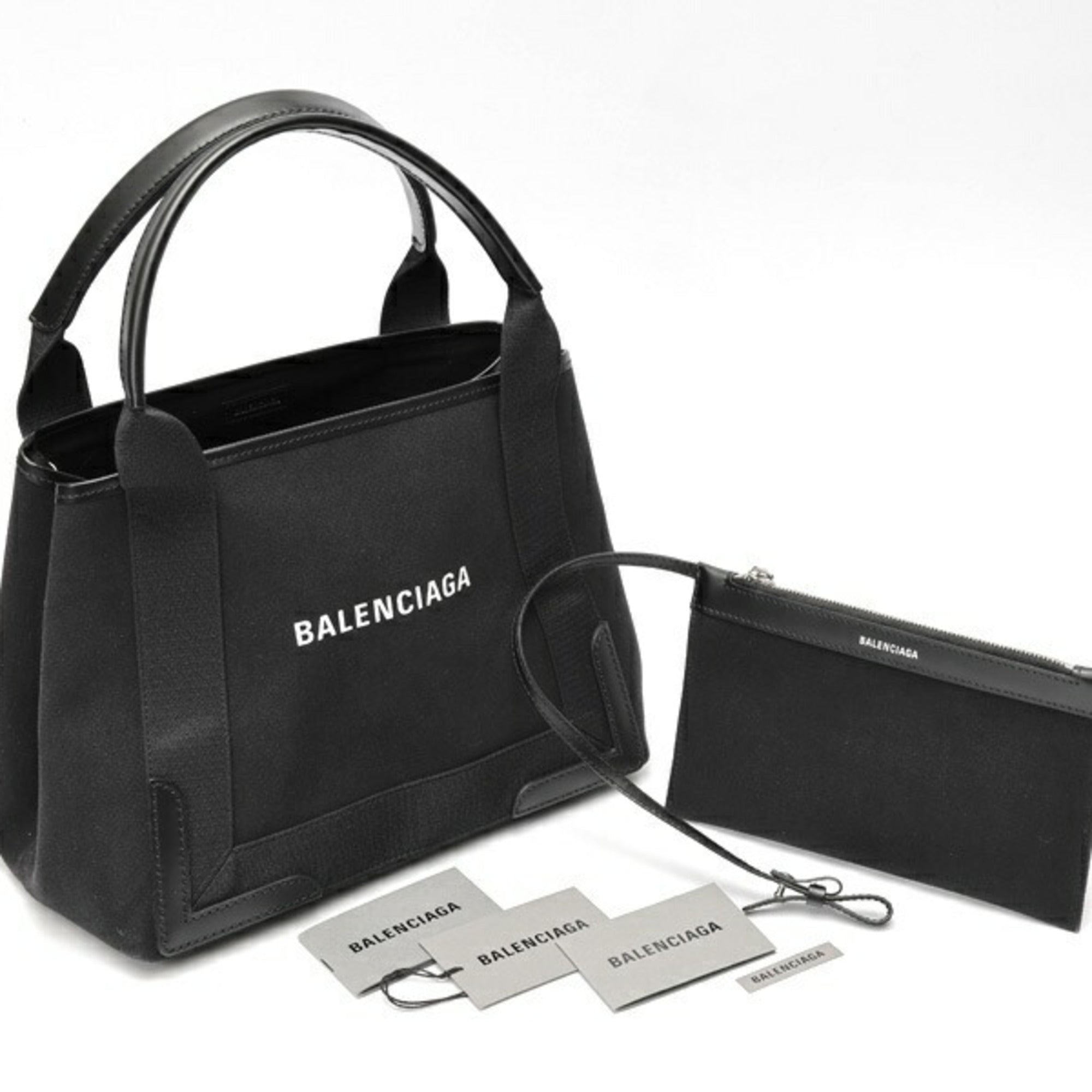Balenciaga Black Canvas Leather Tote Bag (Pre-Owned)