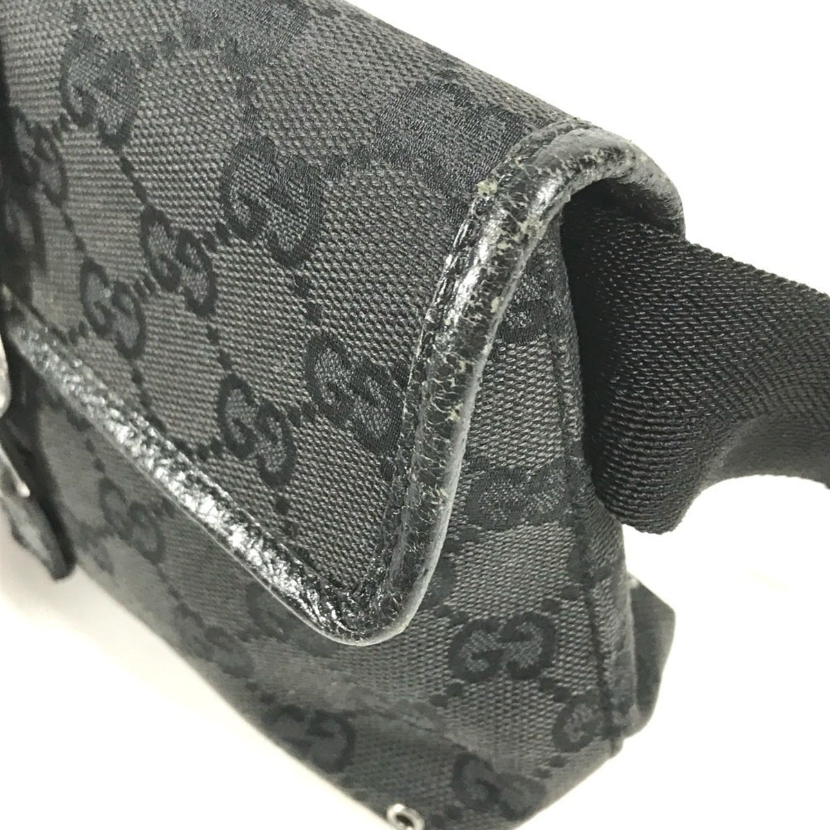 Gucci Black Gg Canvas Leather Fanny Pack (Pre-Owned)
