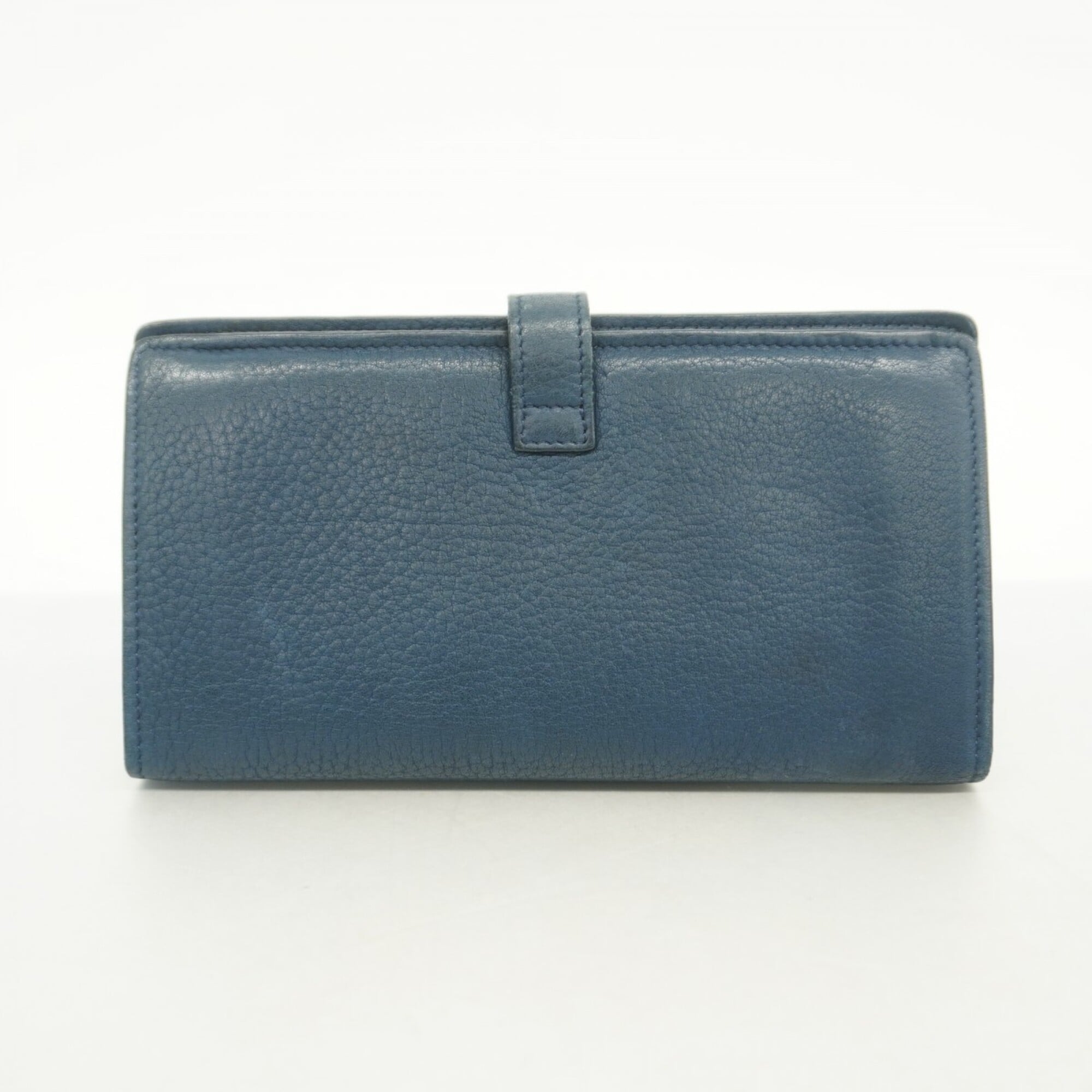 Chanel Blue Leather Long Wallet (Bi-Fold) (Pre-Owned)