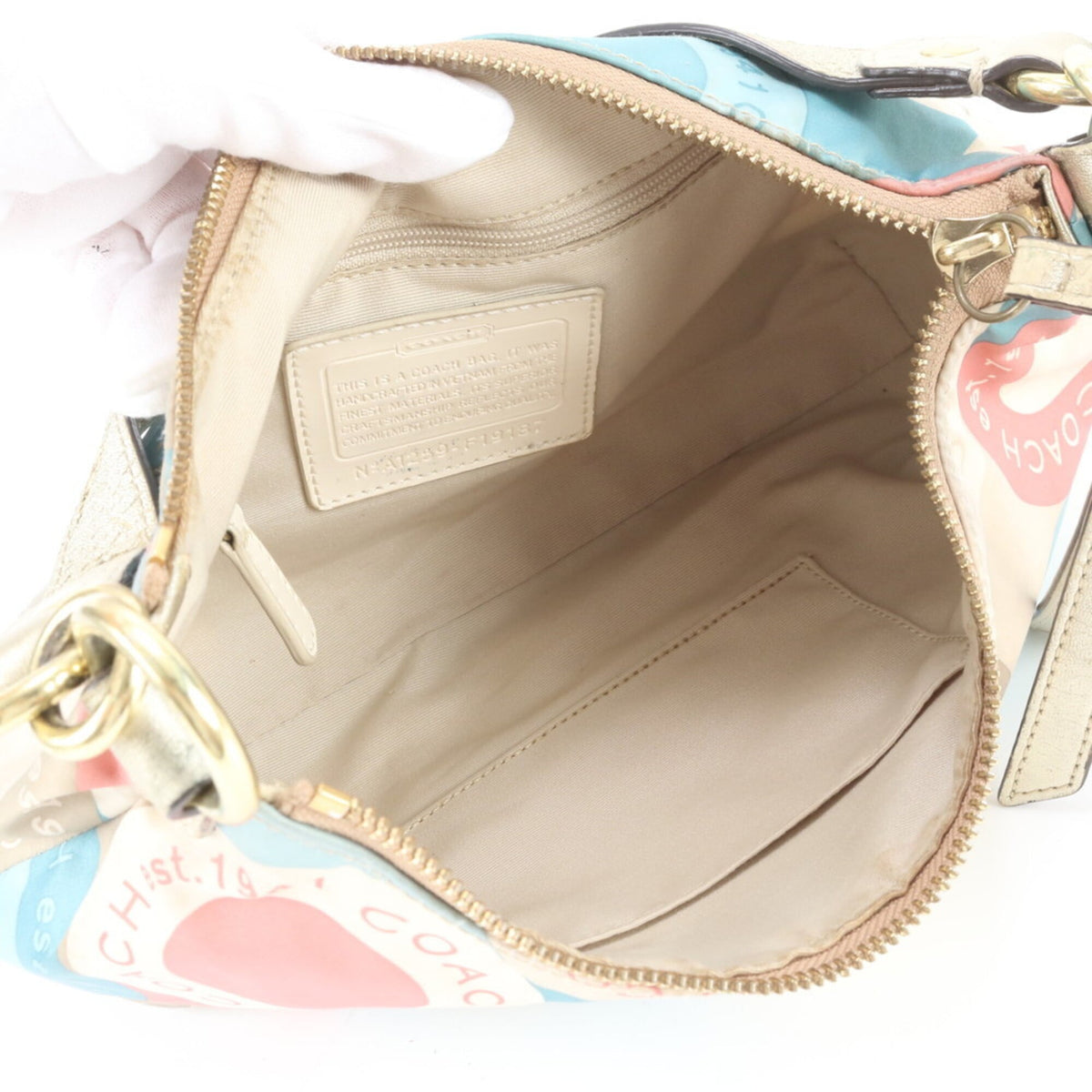 Coach Beige Leather Nylon Handbag Shoulder Bag (Pre-Owned)