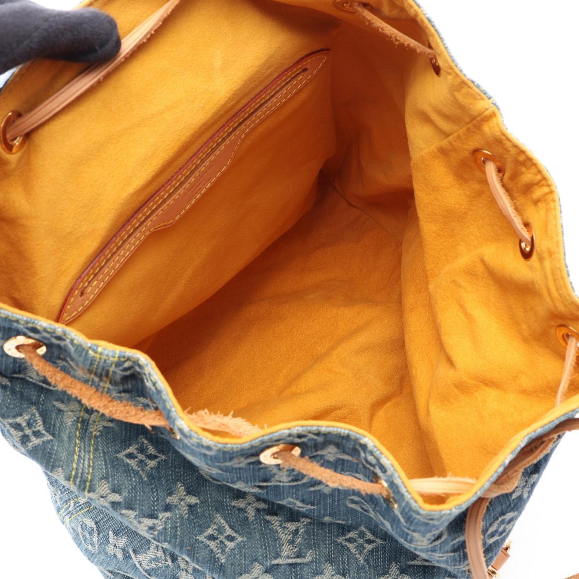 Louis Vuitton Blue Monogram Denim Leather Backpack Handbag (Pre-Owned)