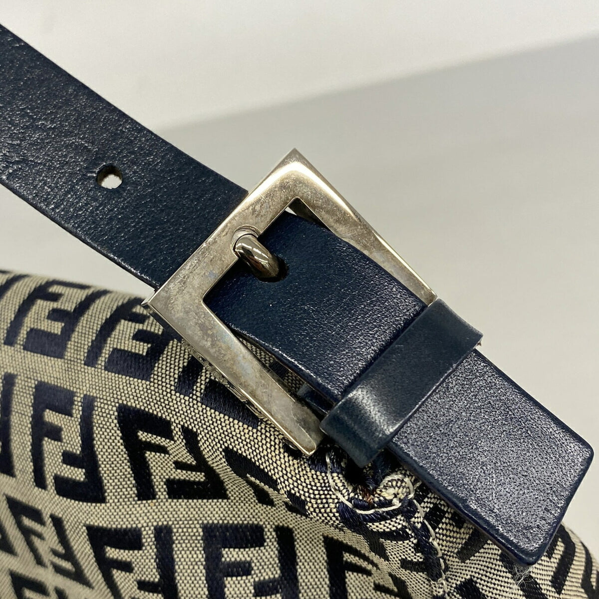 Fendi Navy Nylon Canvas Handbag (Pre-Owned)