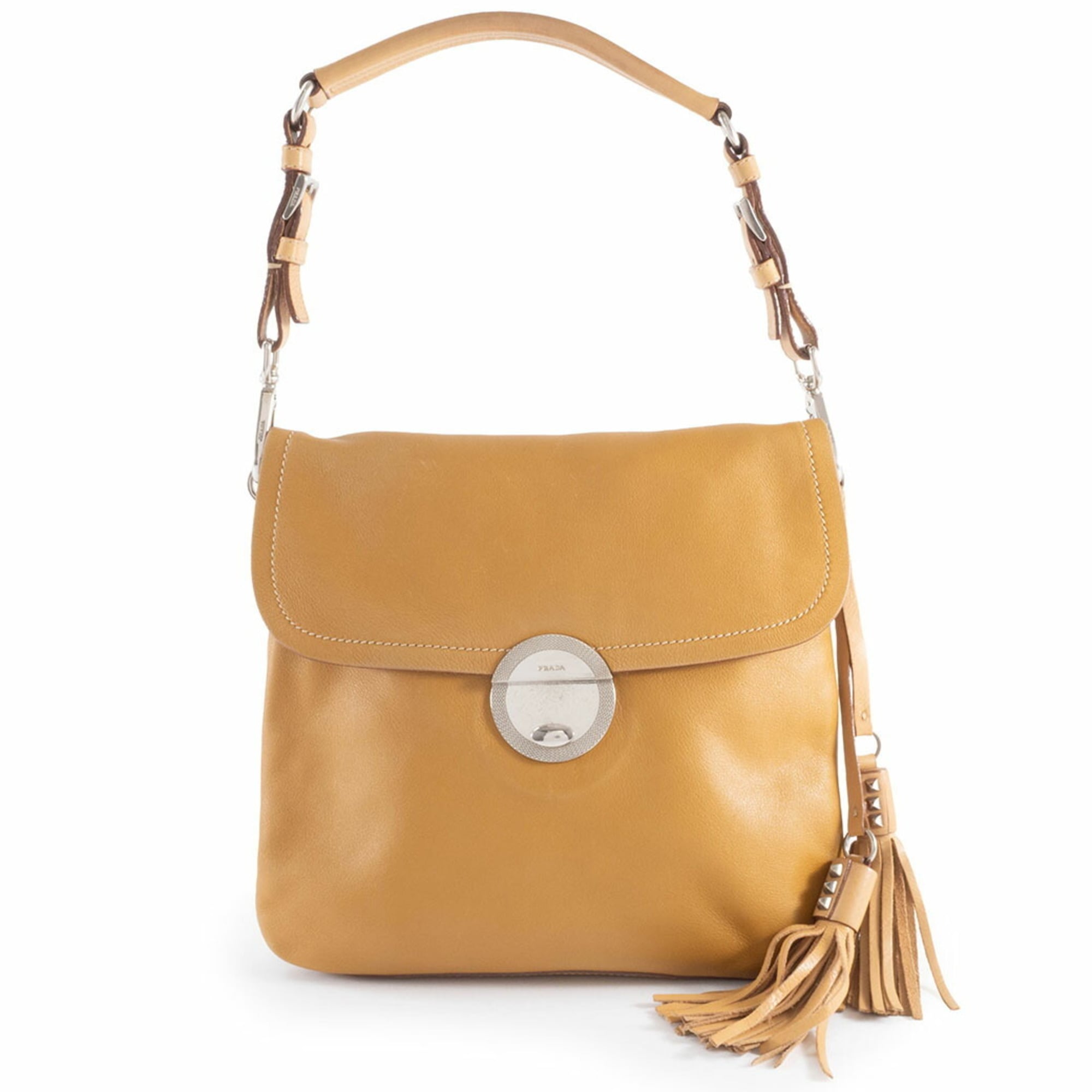 Prada Camel Leather Shoulder Bag (Pre-Owned)