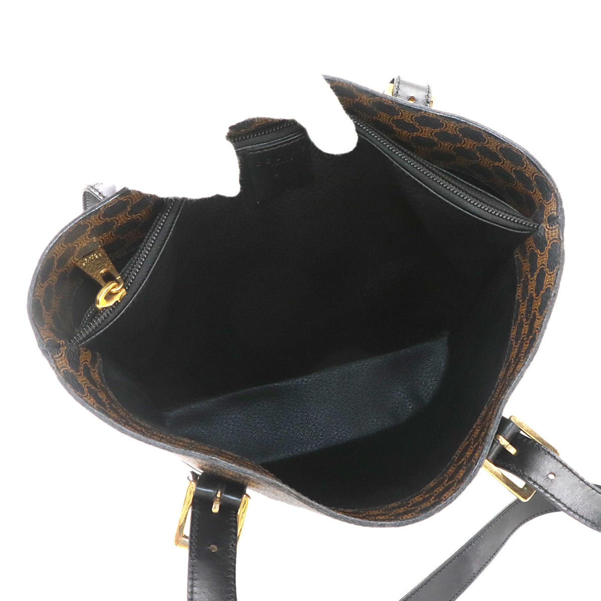 Celine Macadam Black Brown Pvc Leather Handbag Tote Bag (Pre-Owned)