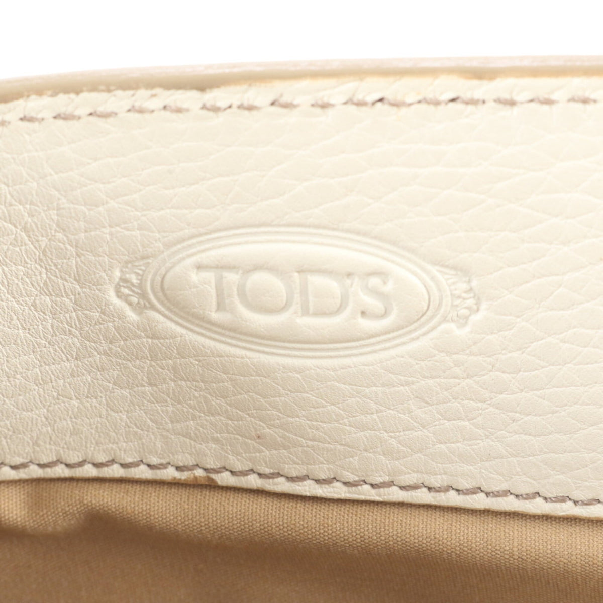 Tod's Ivory Leather Handbag Shoulder Bag Tote Bag (Pre-Owned)