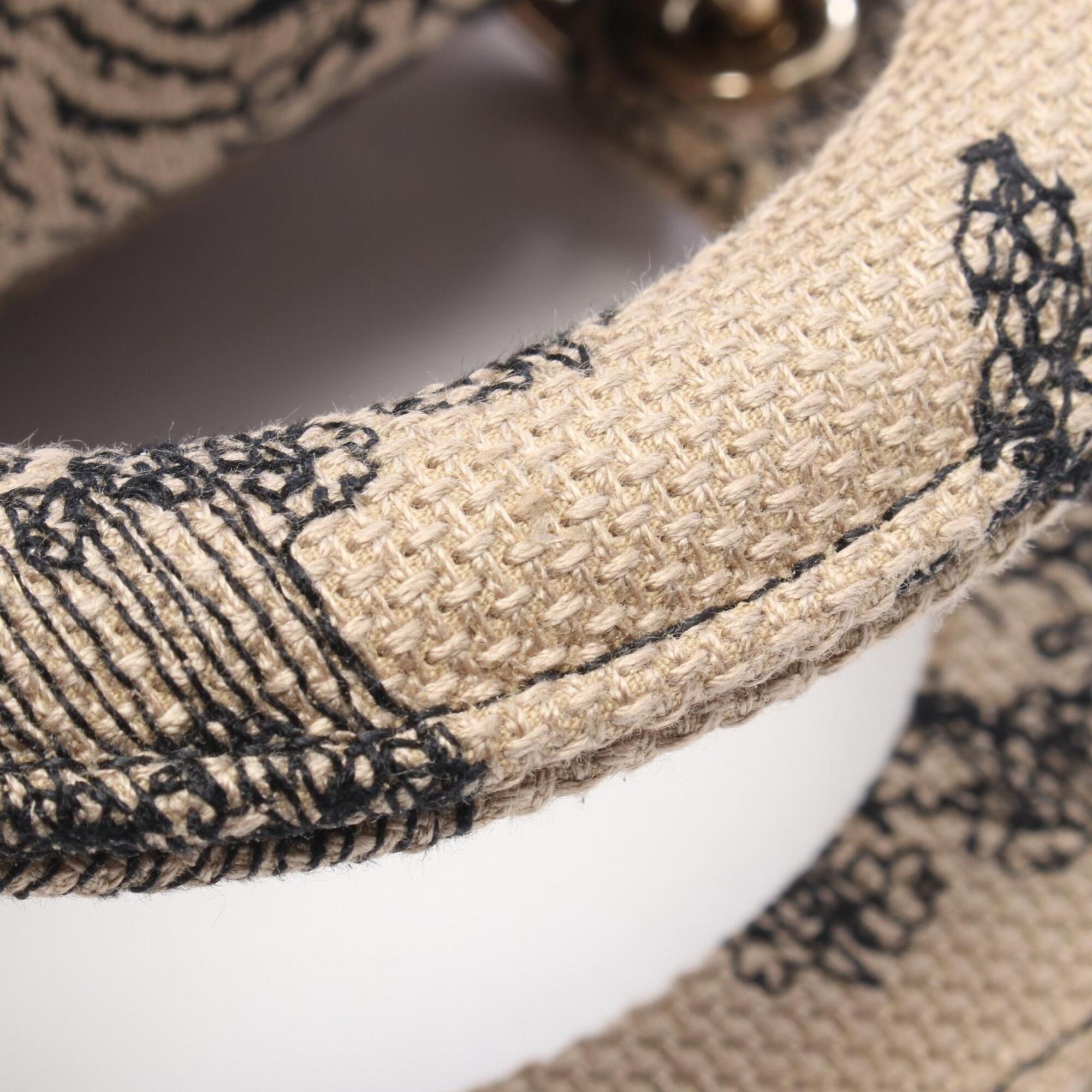 Christian Dior Beige Black Canvas Handbag (Pre-Owned)
