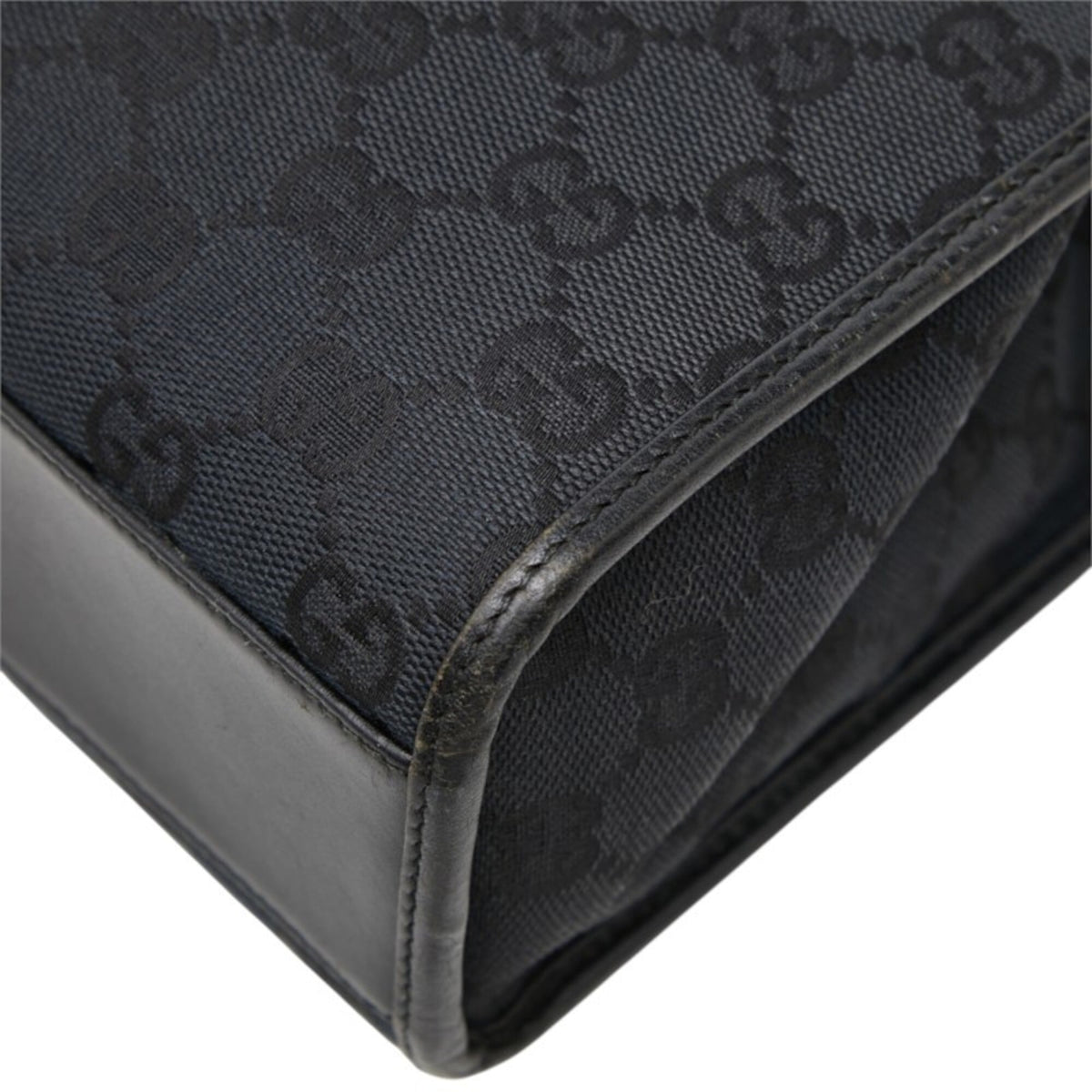 Gucci Black Canvas Leather Handbag Tote Bag (Pre-Owned)