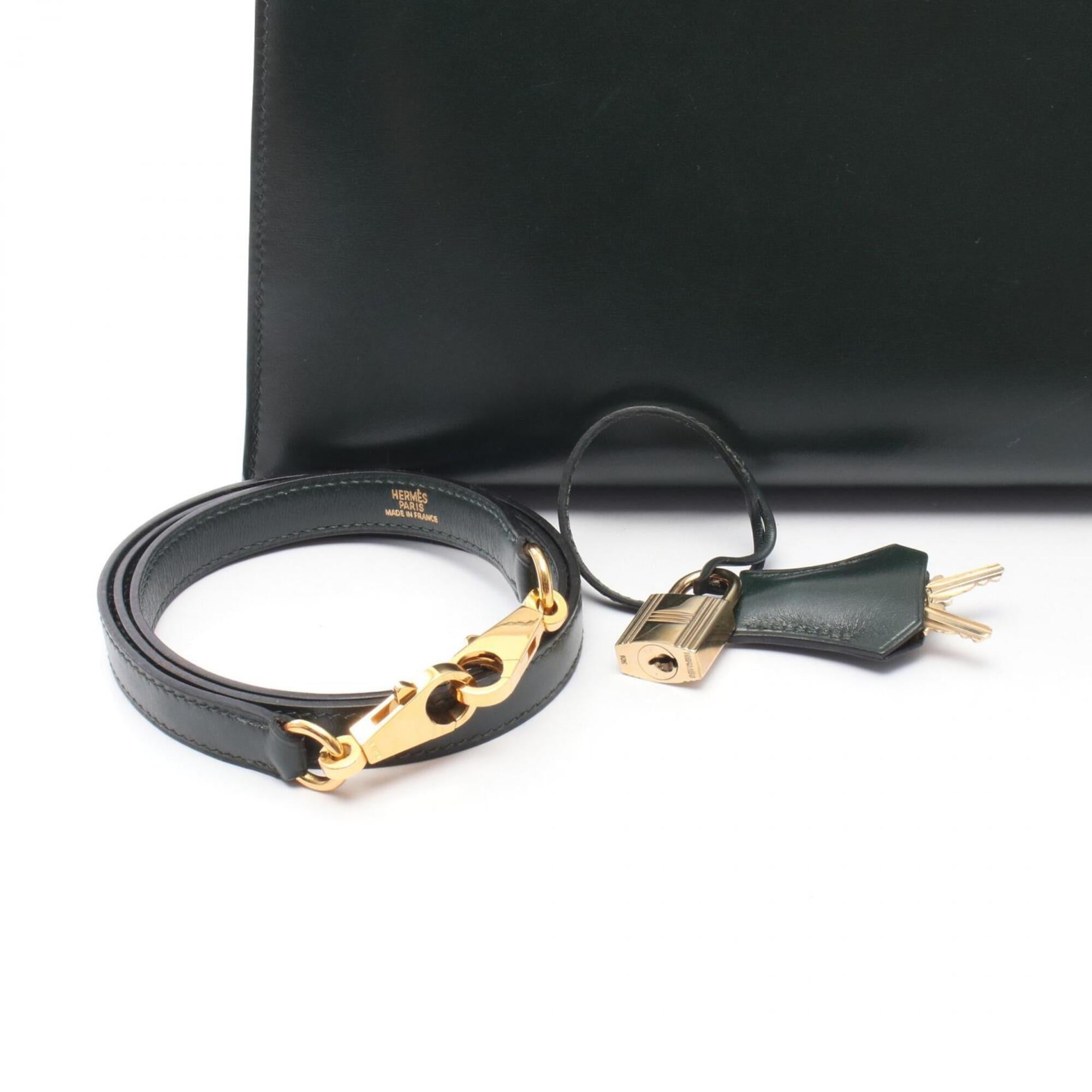 Hermes Green Box Calf Leather Handbag (Pre-Owned)
