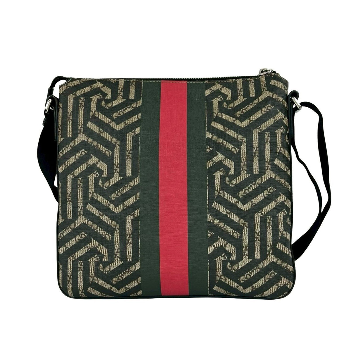Gucci Black Green Red Color Elastane Leather Shoulder Bag (Pre-Owned)