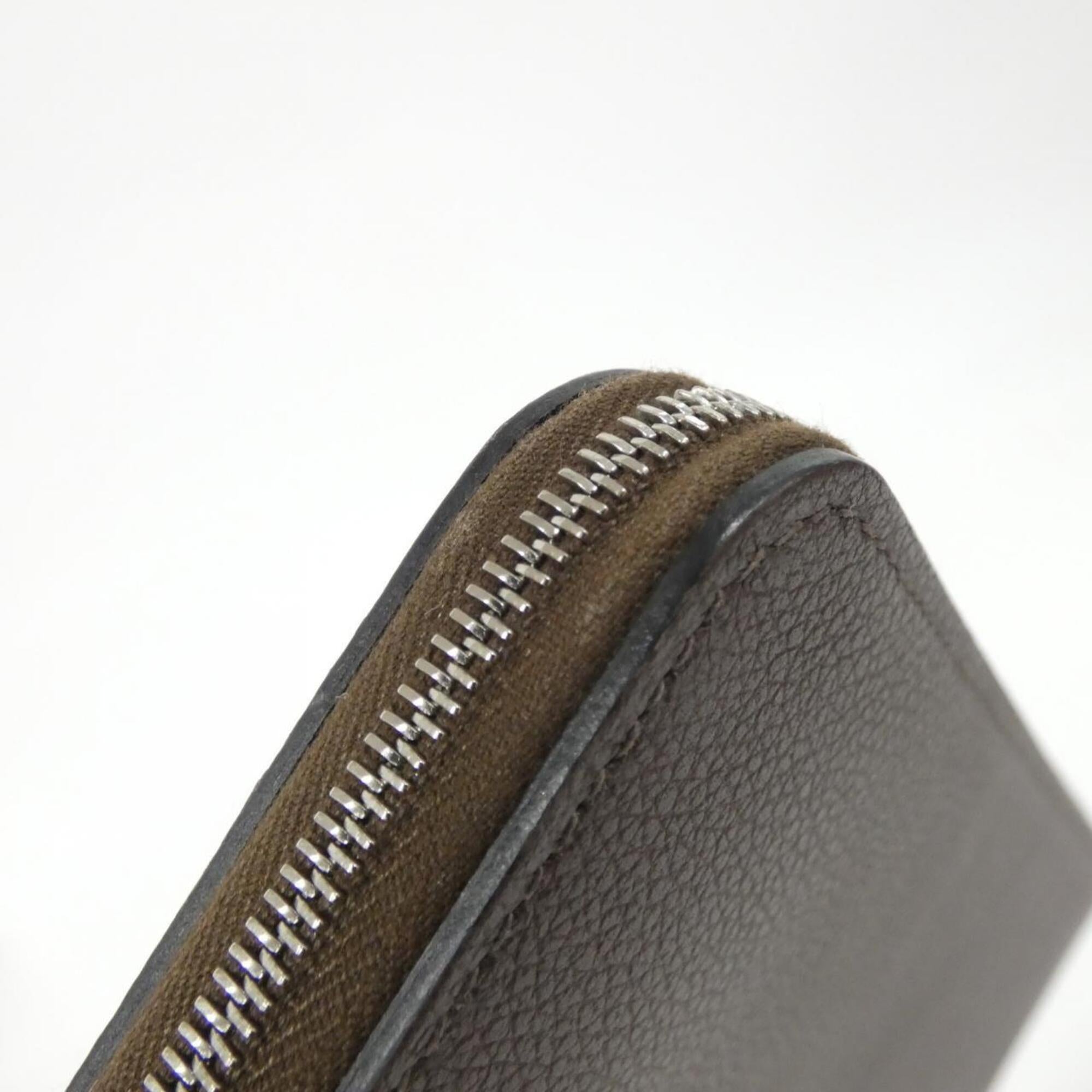Hermes Brown Silk Leather Long Wallet (Bi-Fold) (Pre-Owned)