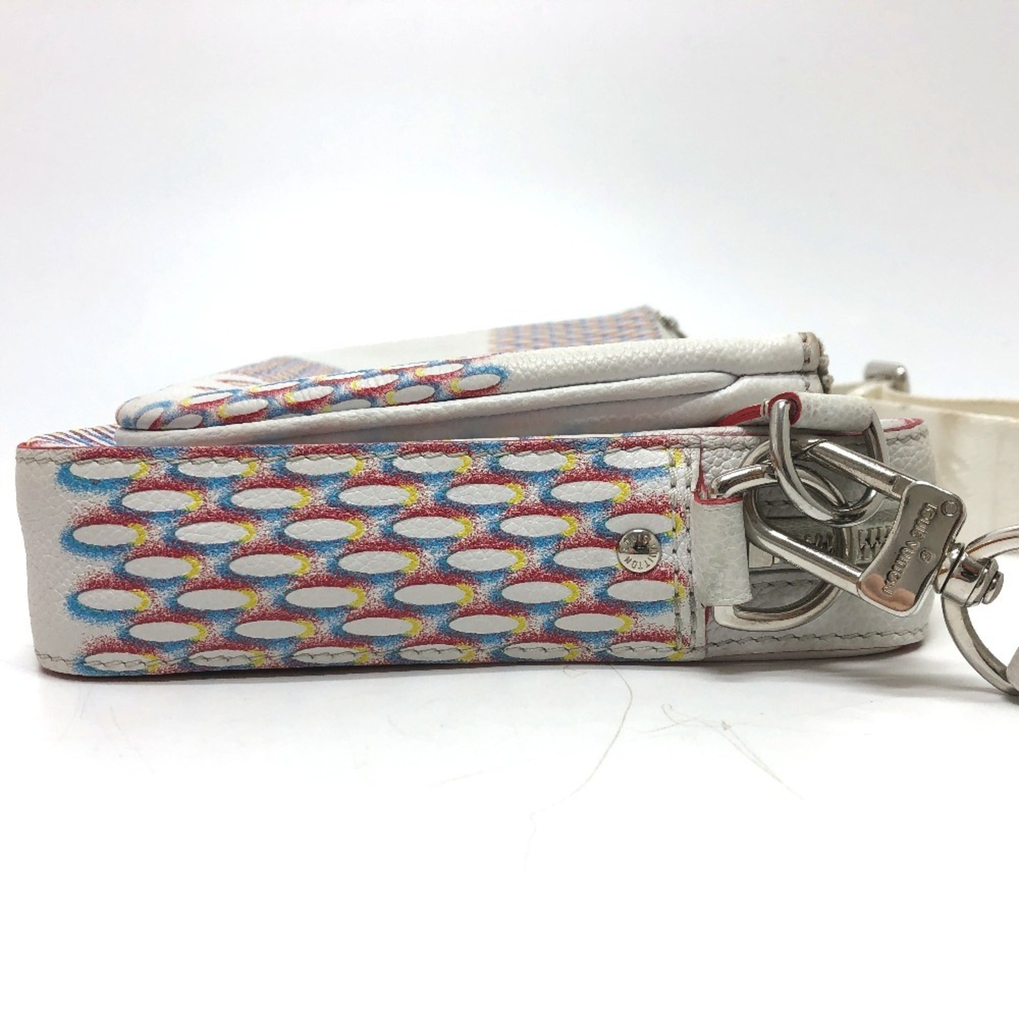 Louis Vuitton White Yellow Damier Canvas Pouch Shoulder Bag (Pre-Owned)
