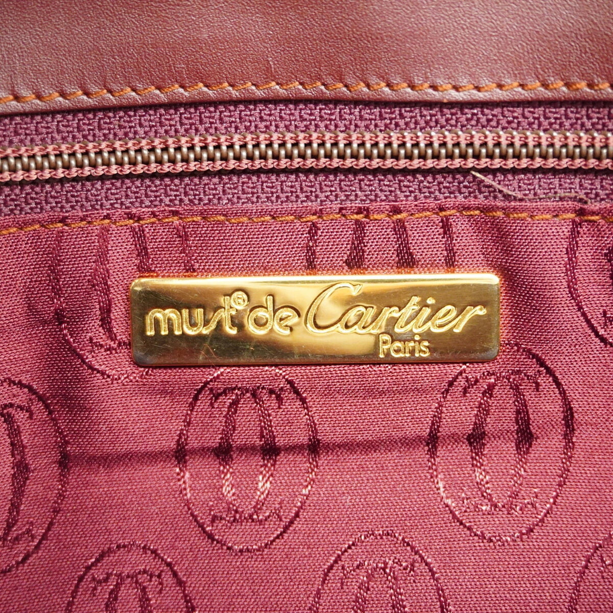 Cartier Bordeaux Leather Clutch Bag (Pre-Owned)