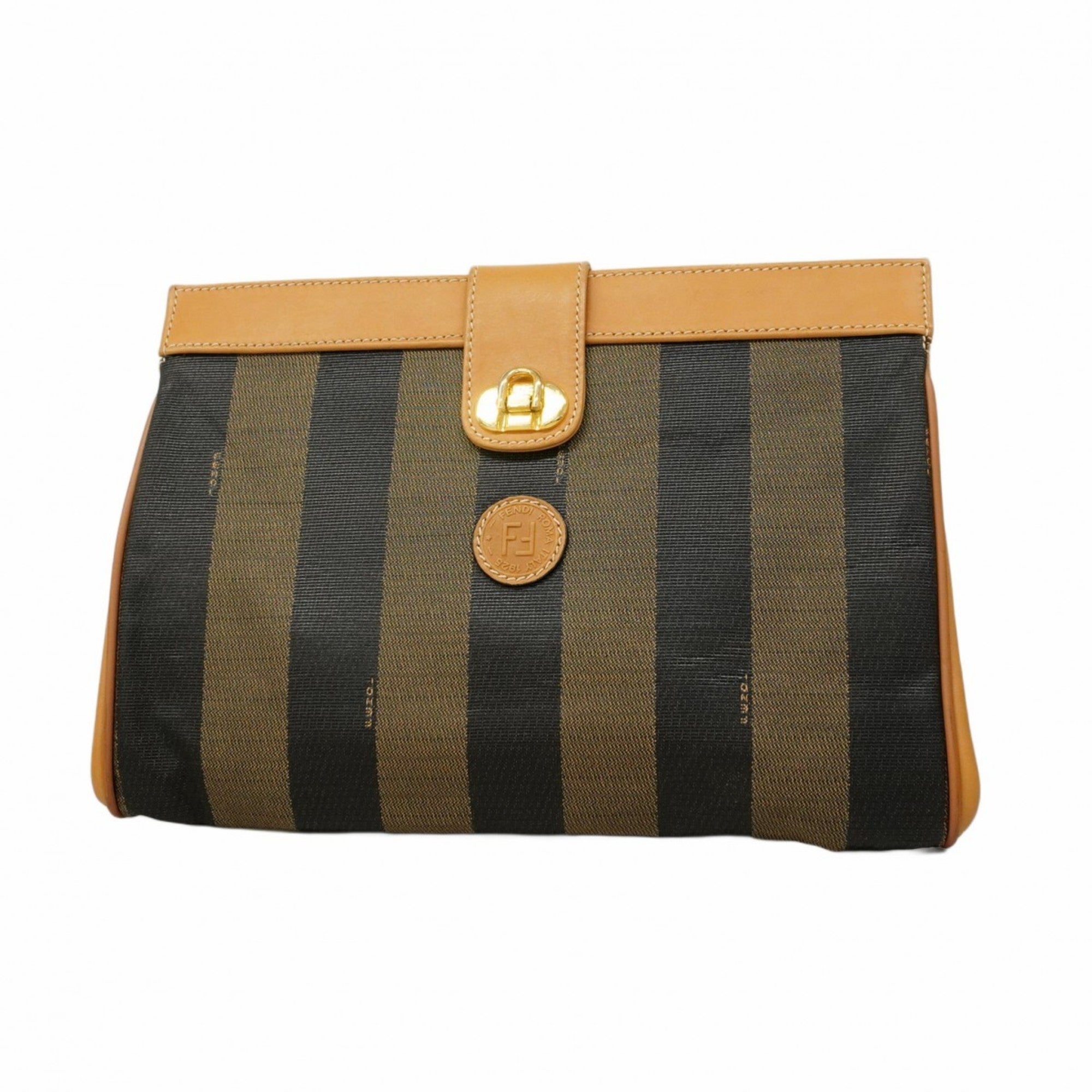 Fendi Beige Black Pvc Clutch Bag (Pre-Owned)