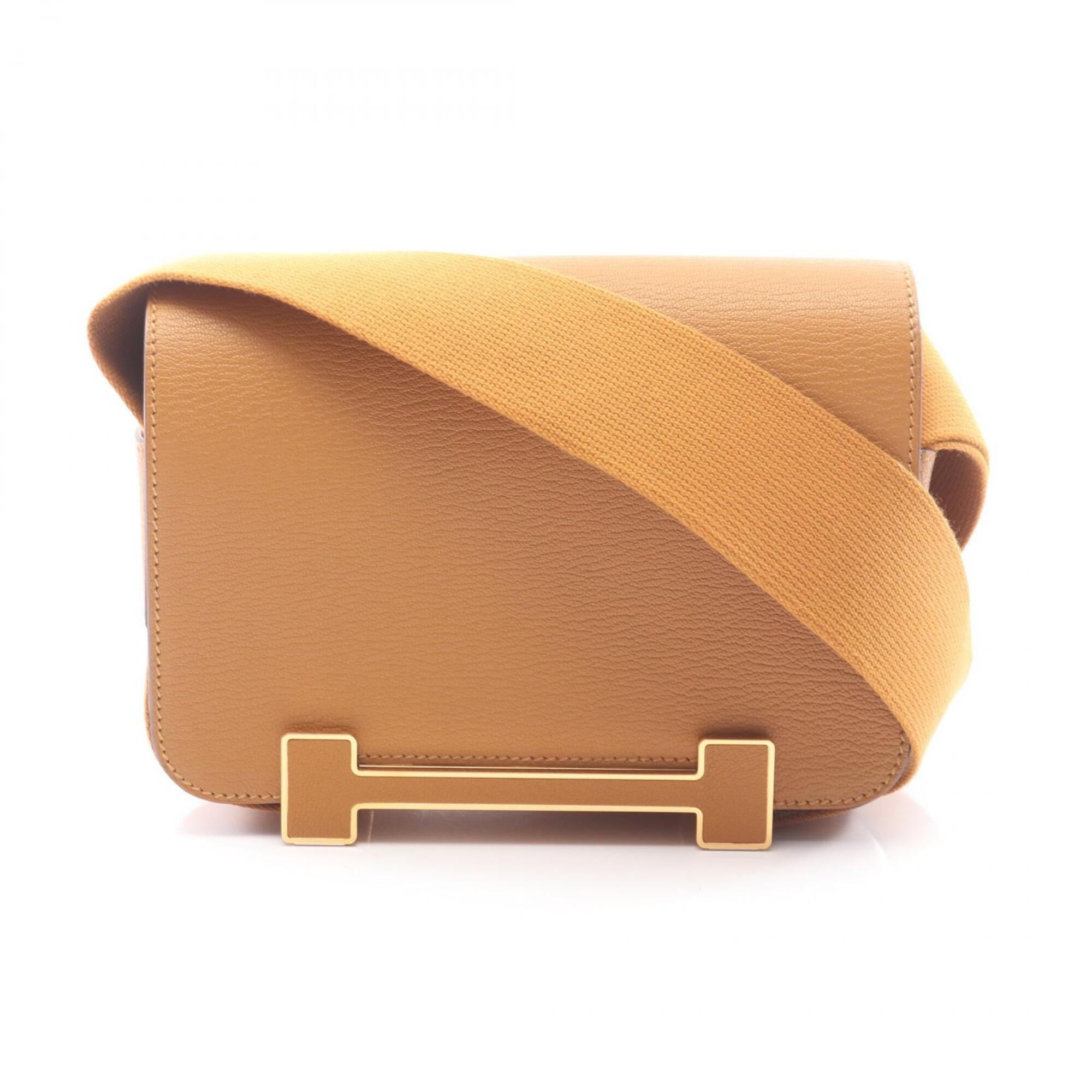 Hermes Brown Chevre Leather Leather Handbag Shoulder Bag (Pre-Owned)