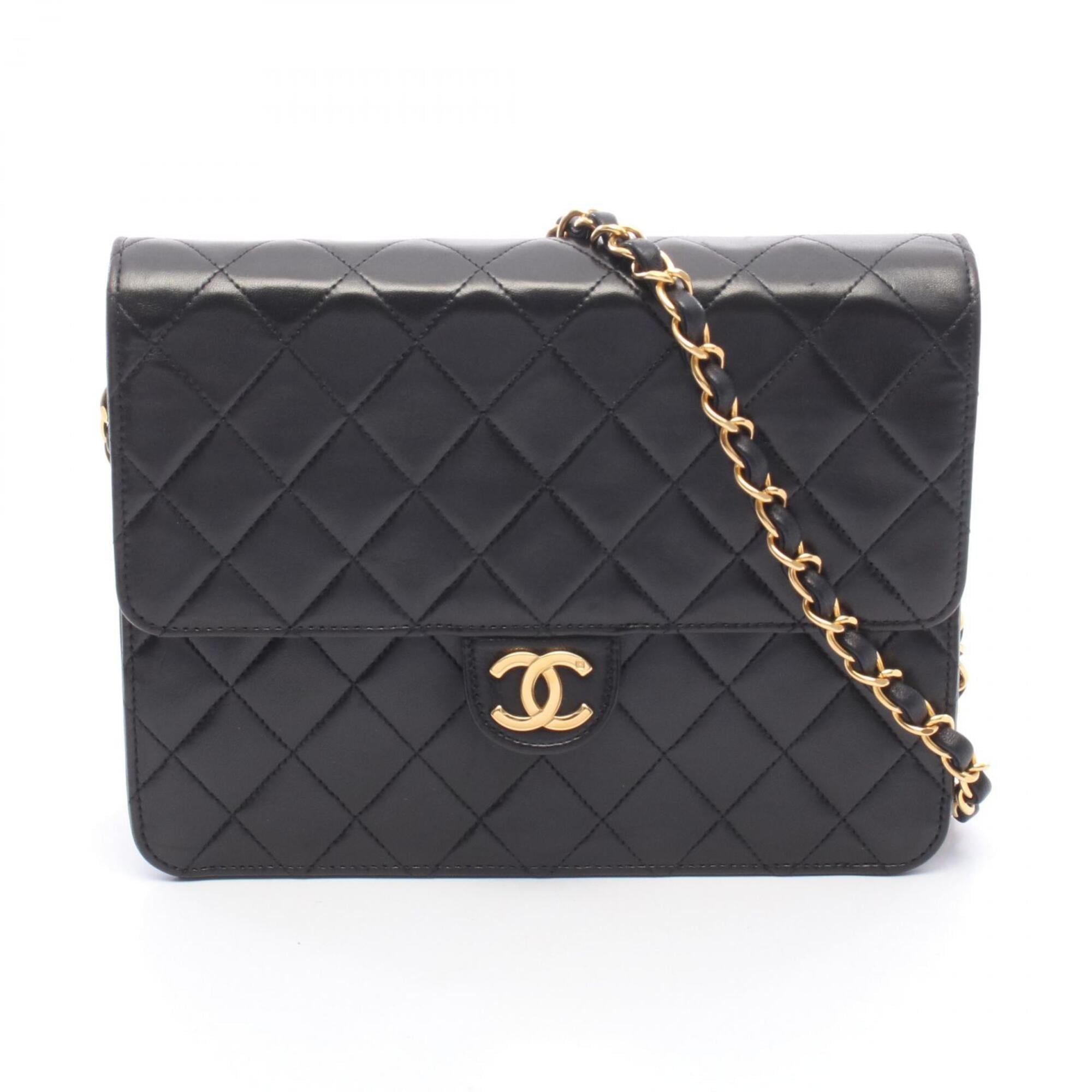 Chanel Black Leather Handbag Shoulder Bag (Pre-Owned)