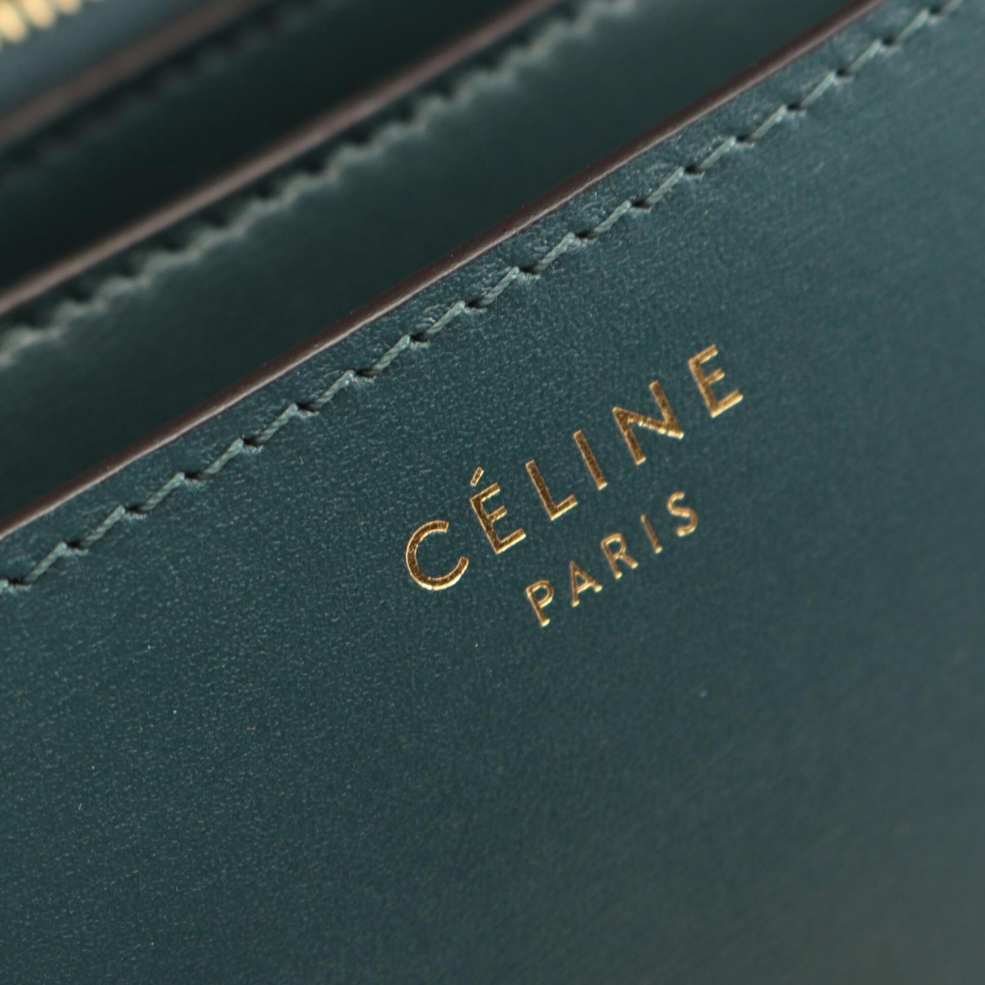 Celine Green Leather Handbag Shoulder Bag (Pre-Owned)