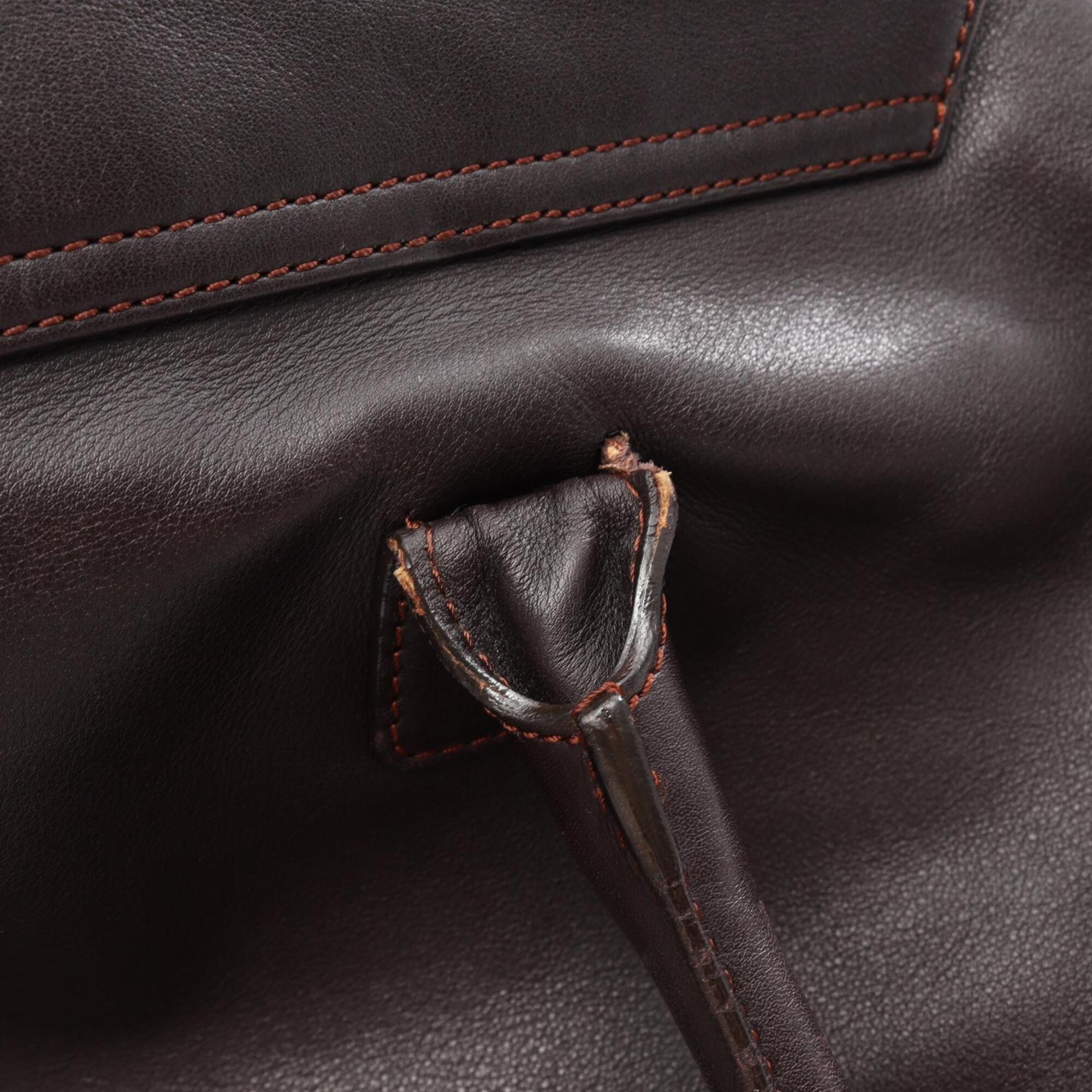Chanel Brown Leather Handbag Tote Bag (Pre-Owned)