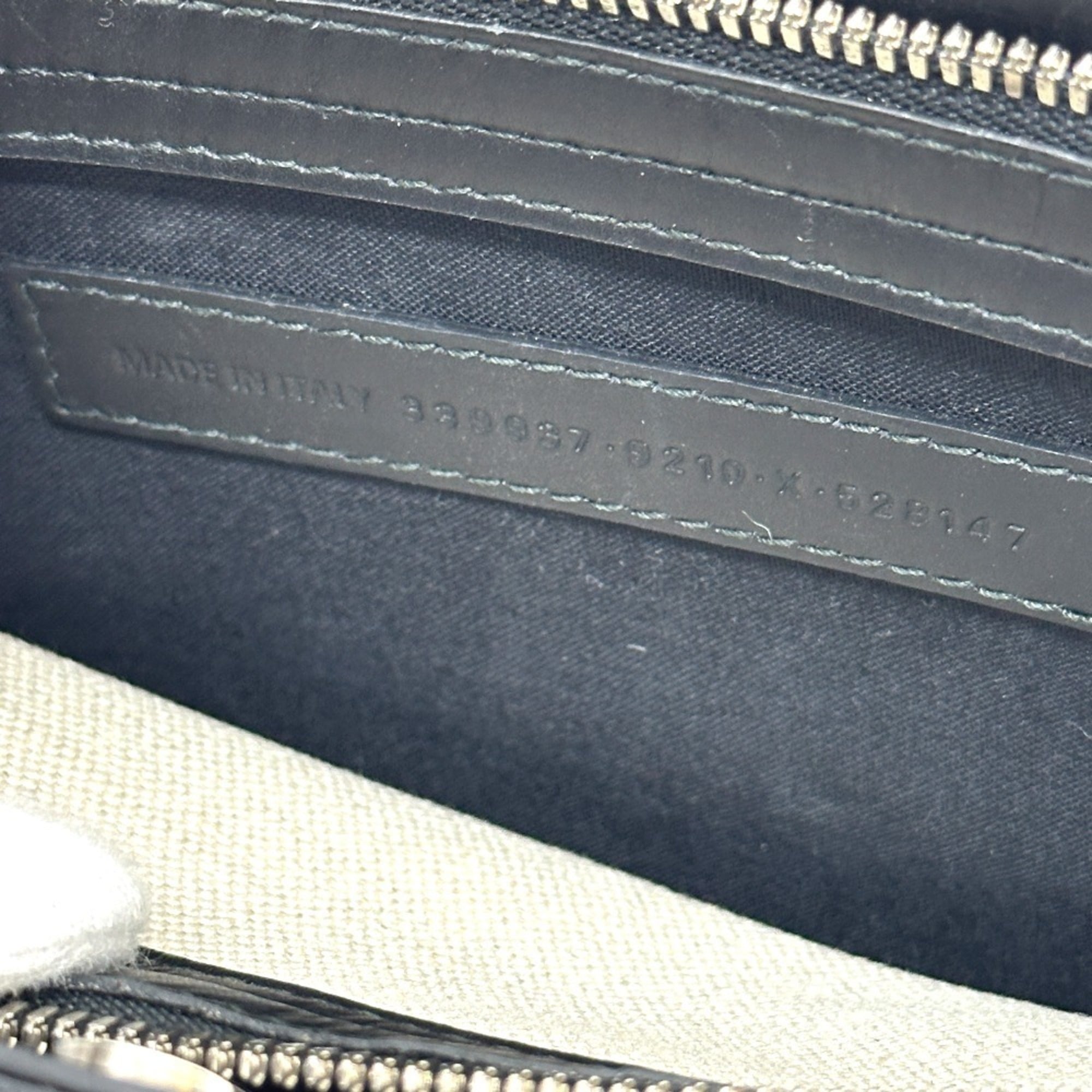 Balenciaga Black White Leather Canvas Pochette Shoulder Bag (Pre-Owned)