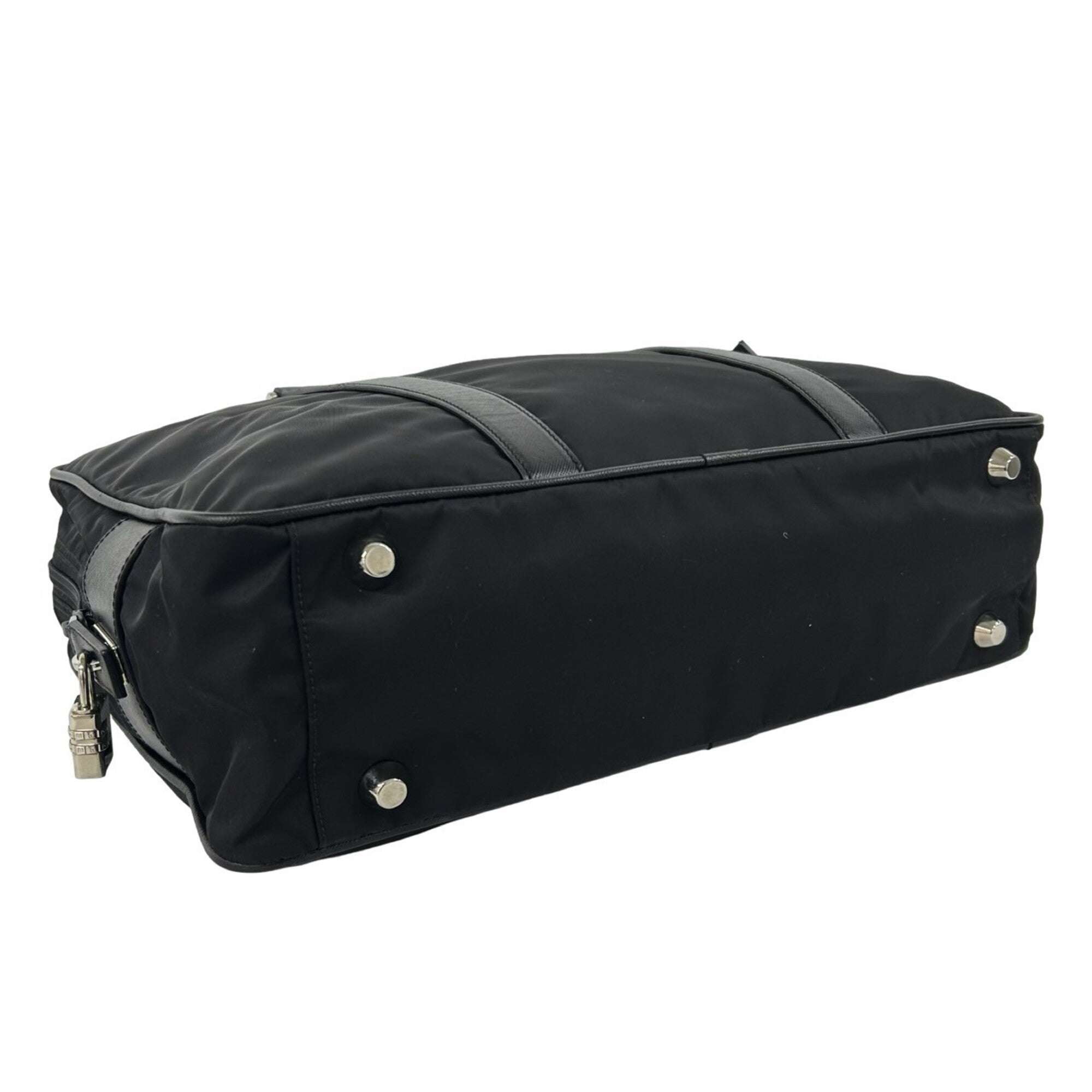 Prada Black Nylon Leather Briefcase (Pre-Owned)