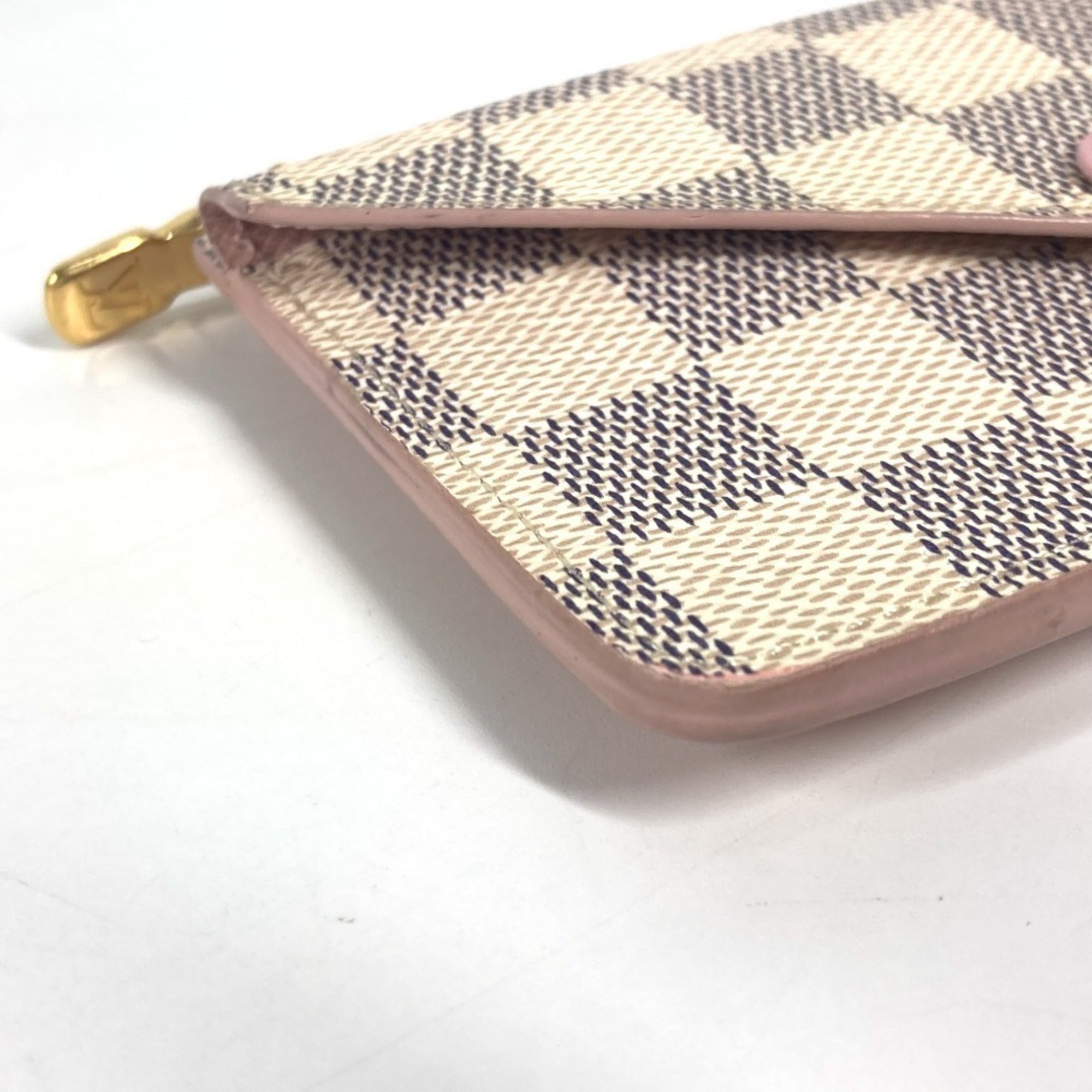 Louis Vuitton Pink White Damier Azur Coin Purse/Coin Case (Pre-Owned)