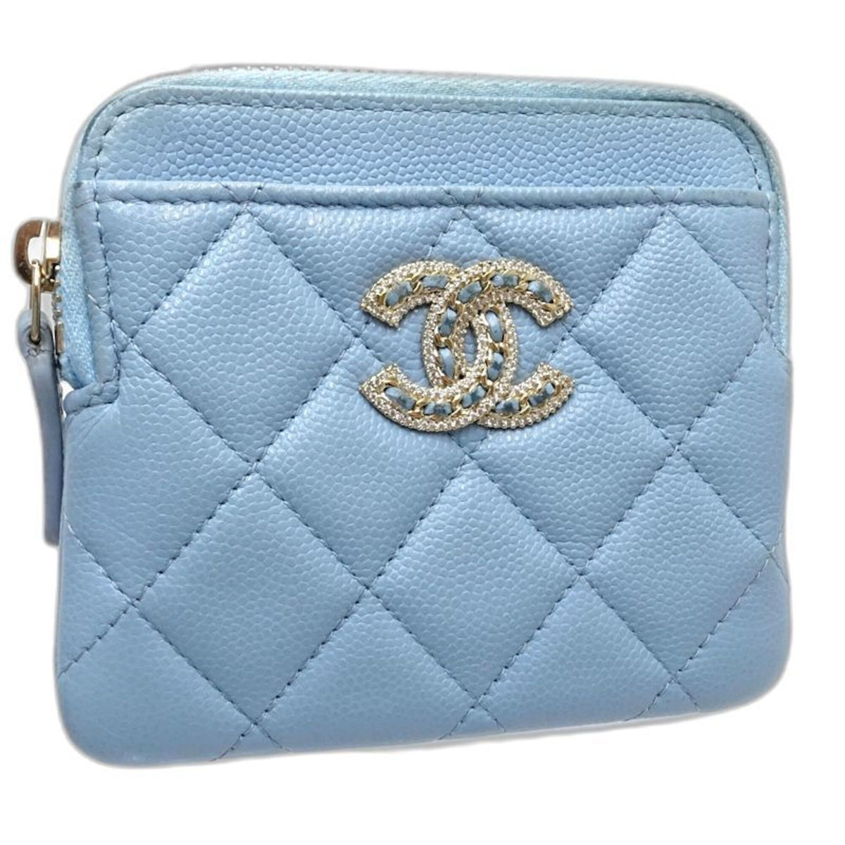 Chanel Light Blue Grained Calfskin Coin Purse/Coin Case (Pre-Owned)