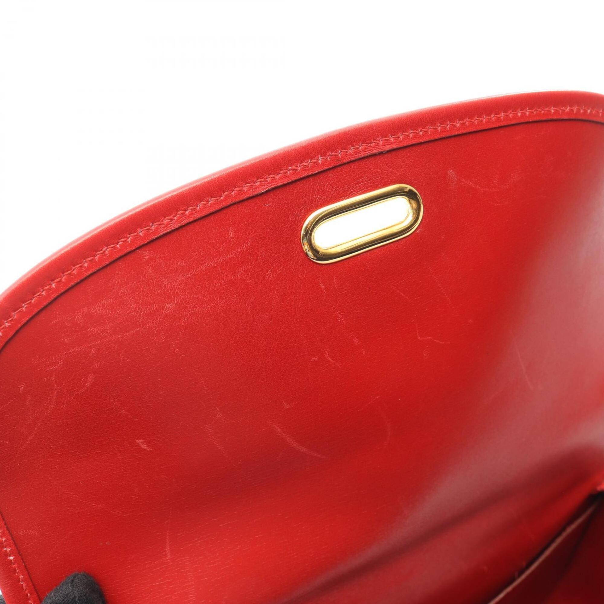 Hermes Red Color Rouge Vif Box Calf Leather Leather Handbag Shoulder Bag (Pre-Owned)