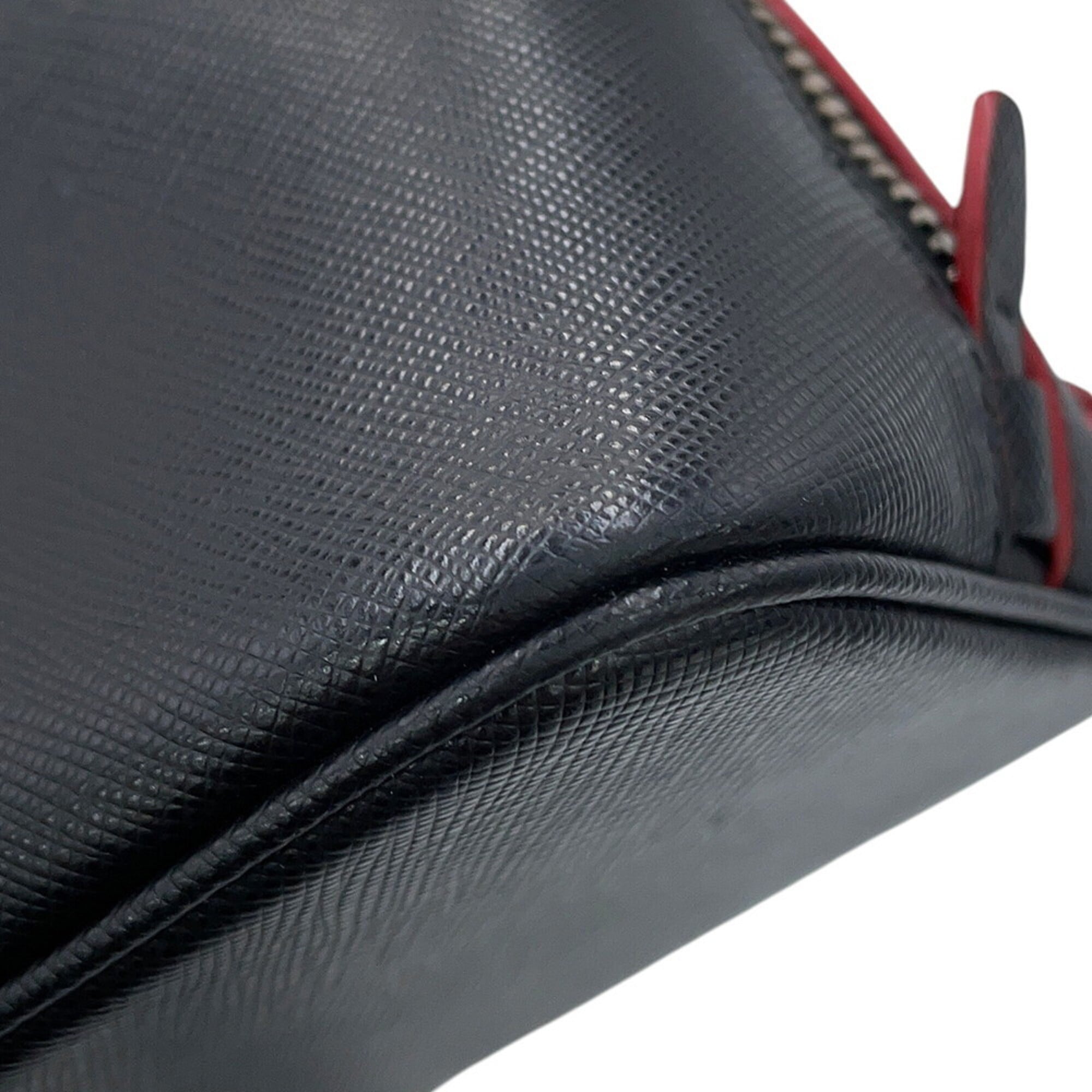 Prada Black Red Color Leather Handbag (Pre-Owned)