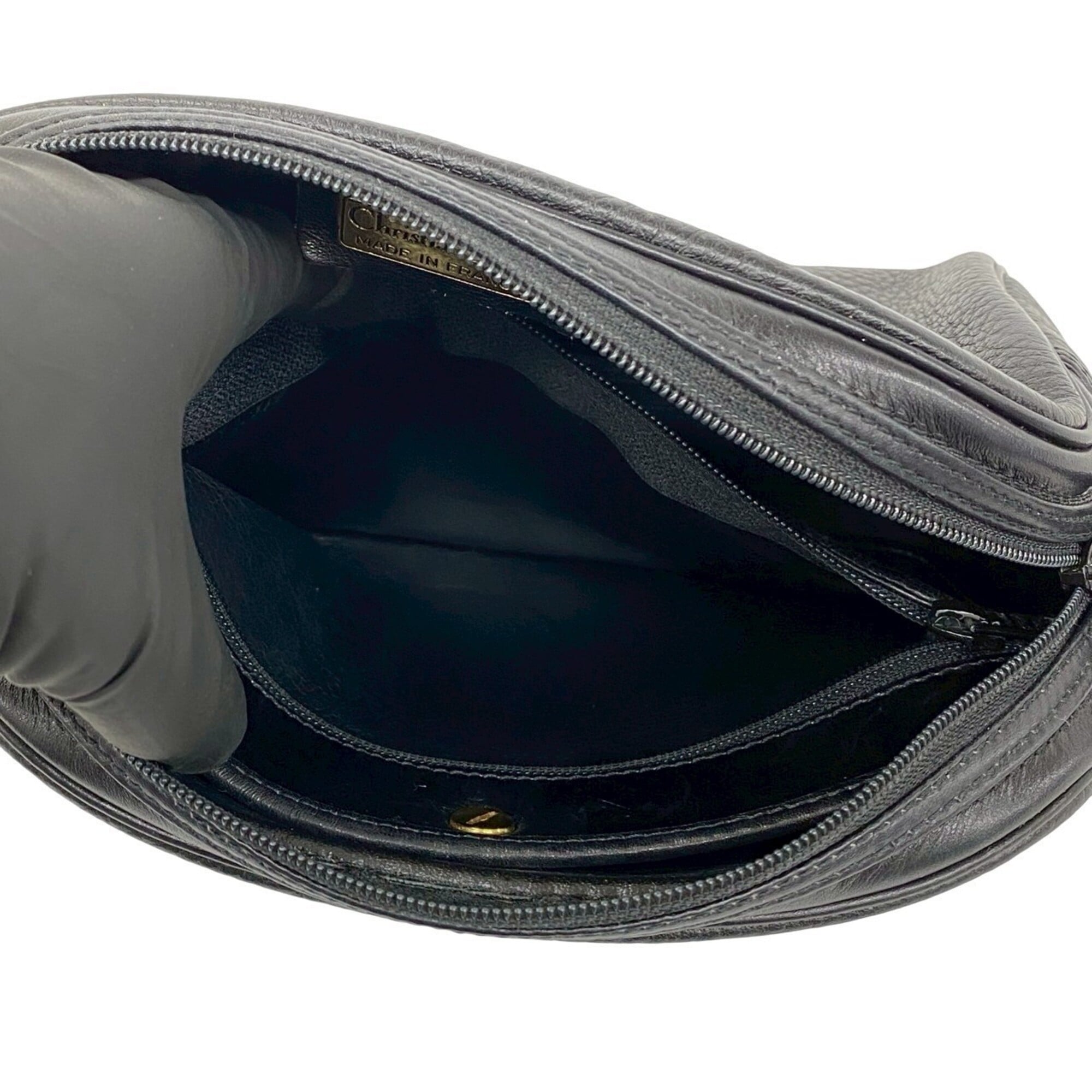 Christian Dior Black Leather Pochette Shoulder Bag (Pre-Owned)