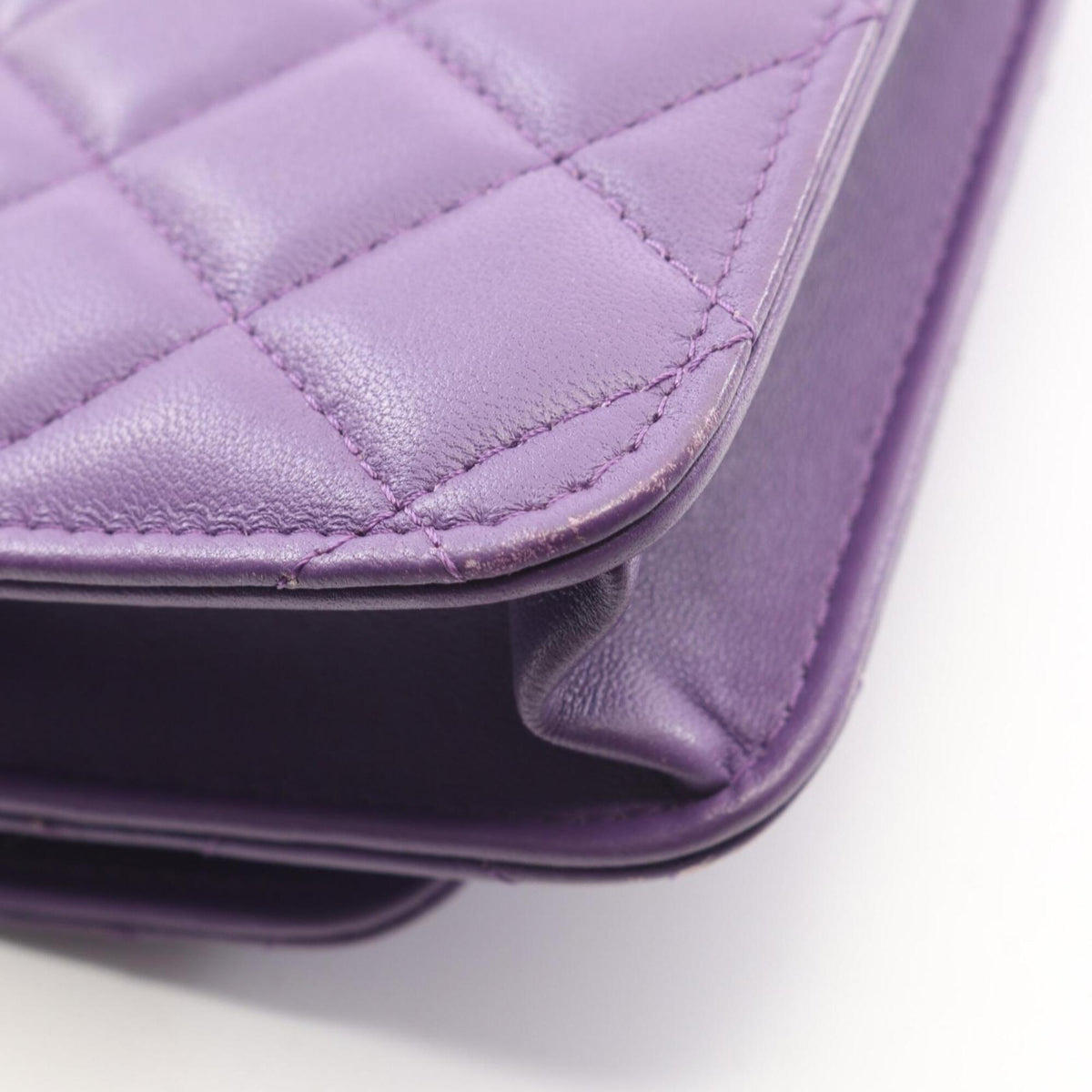 Chanel Purple Leather Handbag Shoulder Bag (Pre-Owned)