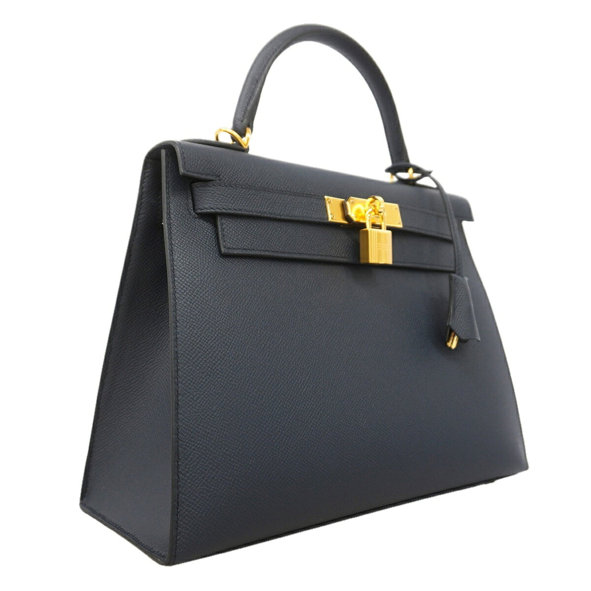 Hermes Blue Indigo Leather Handbag (Pre-Owned)