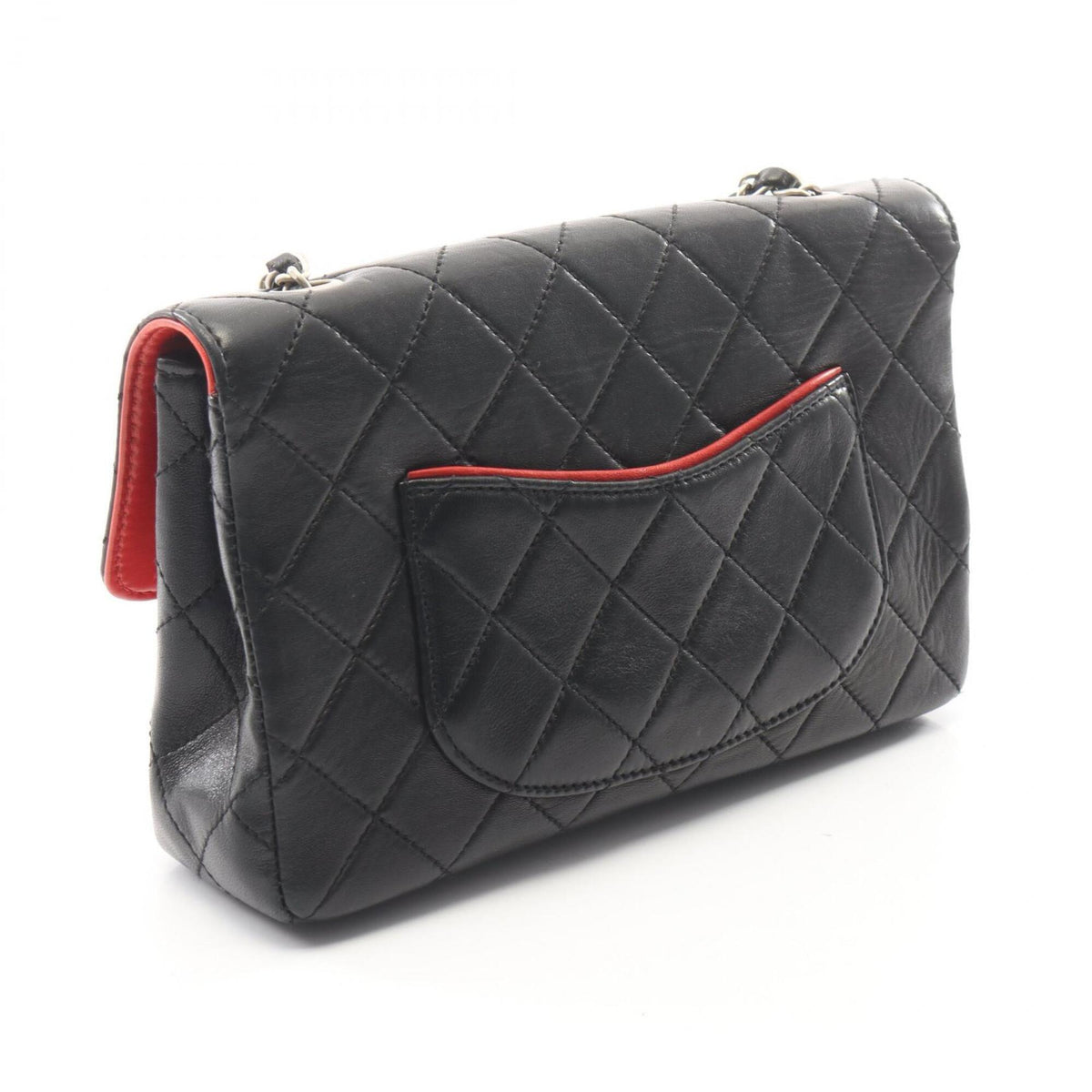 Chanel Black Red Color Leather Handbag Shoulder Bag (Pre-Owned)