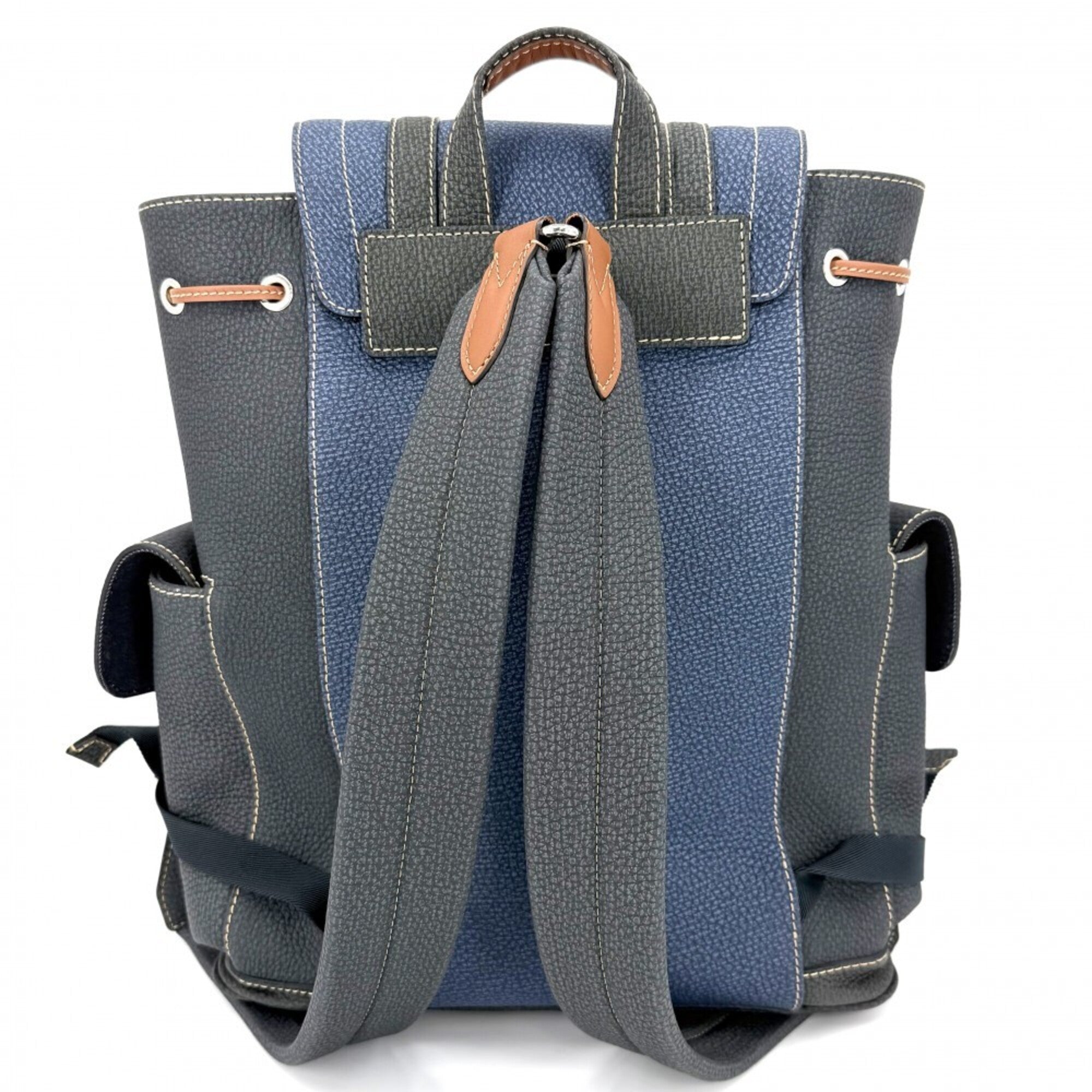 Louis Vuitton Blue Gray Leather Backpack (Pre-Owned)