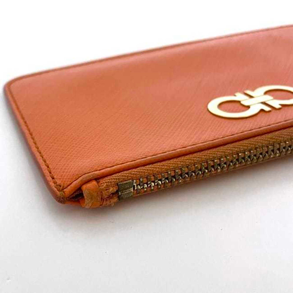 Salvatore Ferragamo Orange Leather Coin Purse/Coin Case (Pre-Owned)