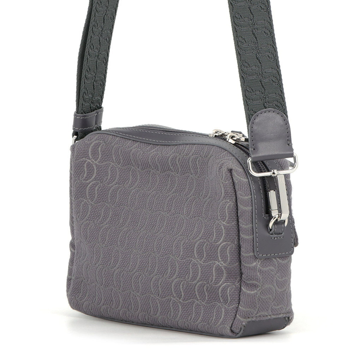 Christian Louboutin Gray Canvas Leather Shoulder Bag (Pre-Owned)