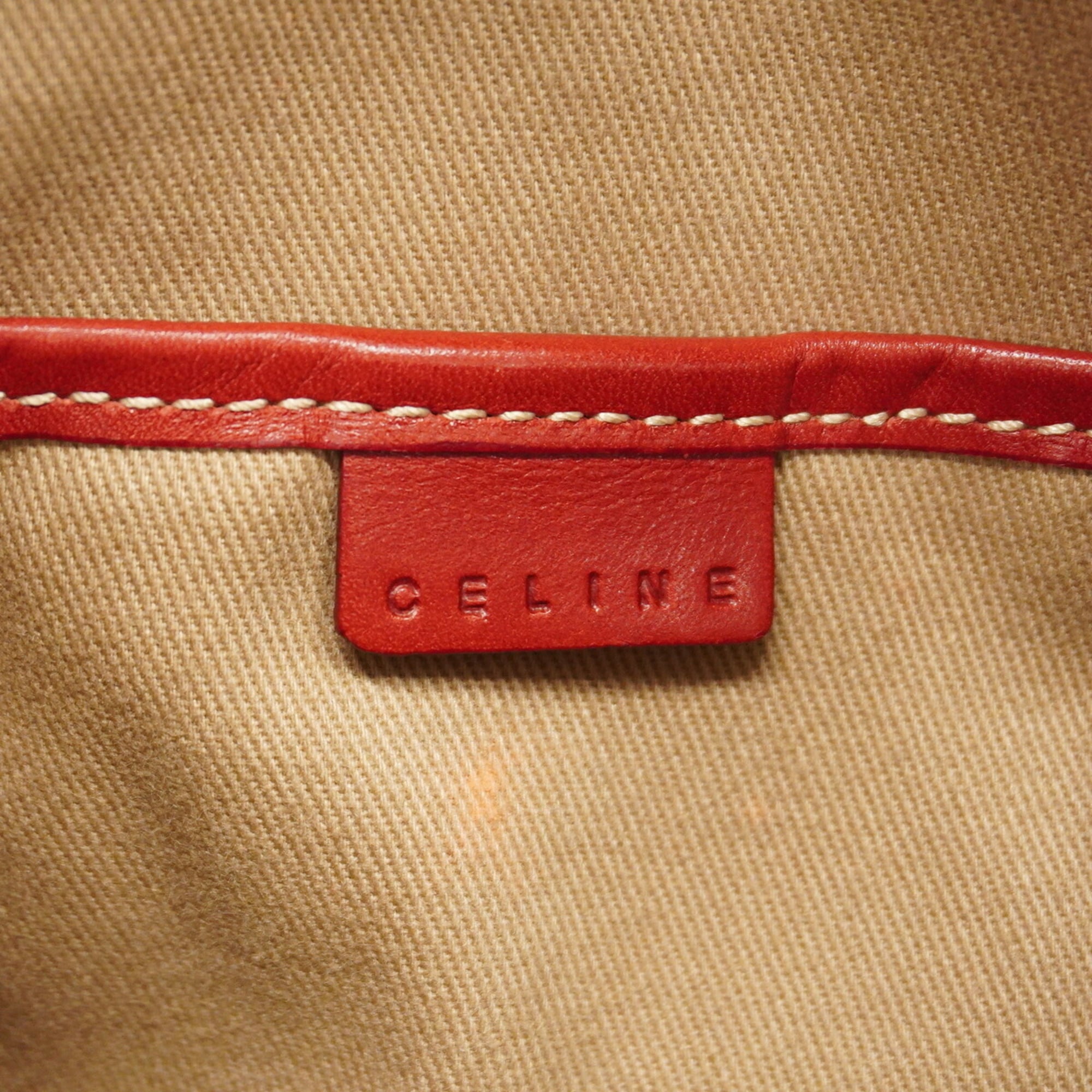 Celine Beige Red Color Pvc Handbag (Pre-Owned)