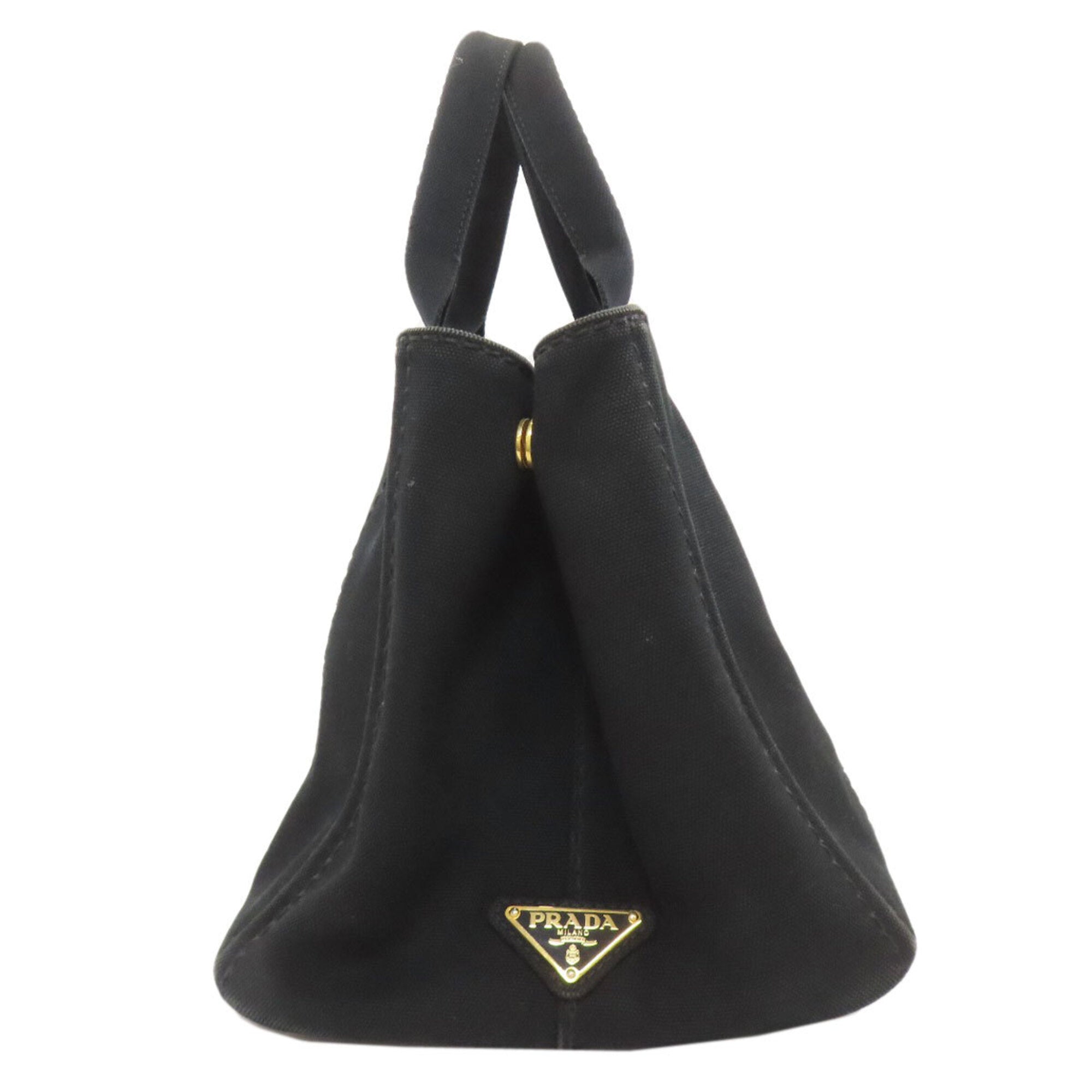 Prada Canapa Black Canvas Handbag (Pre-Owned)