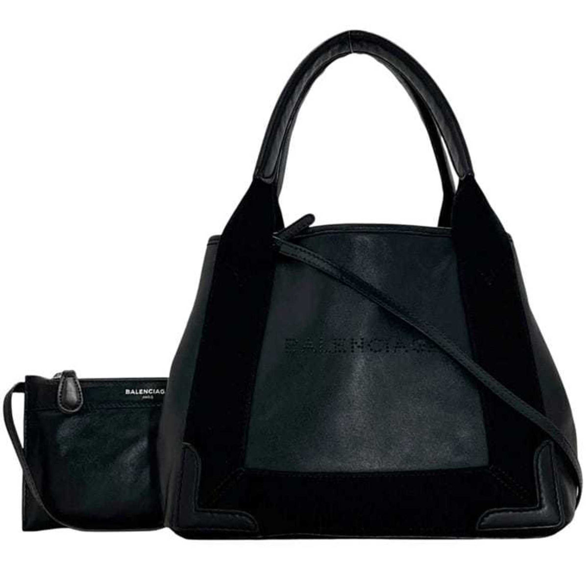 Balenciaga Black Leather Handbag Pouch Shoulder Bag Tote Bag (Pre-Owned)