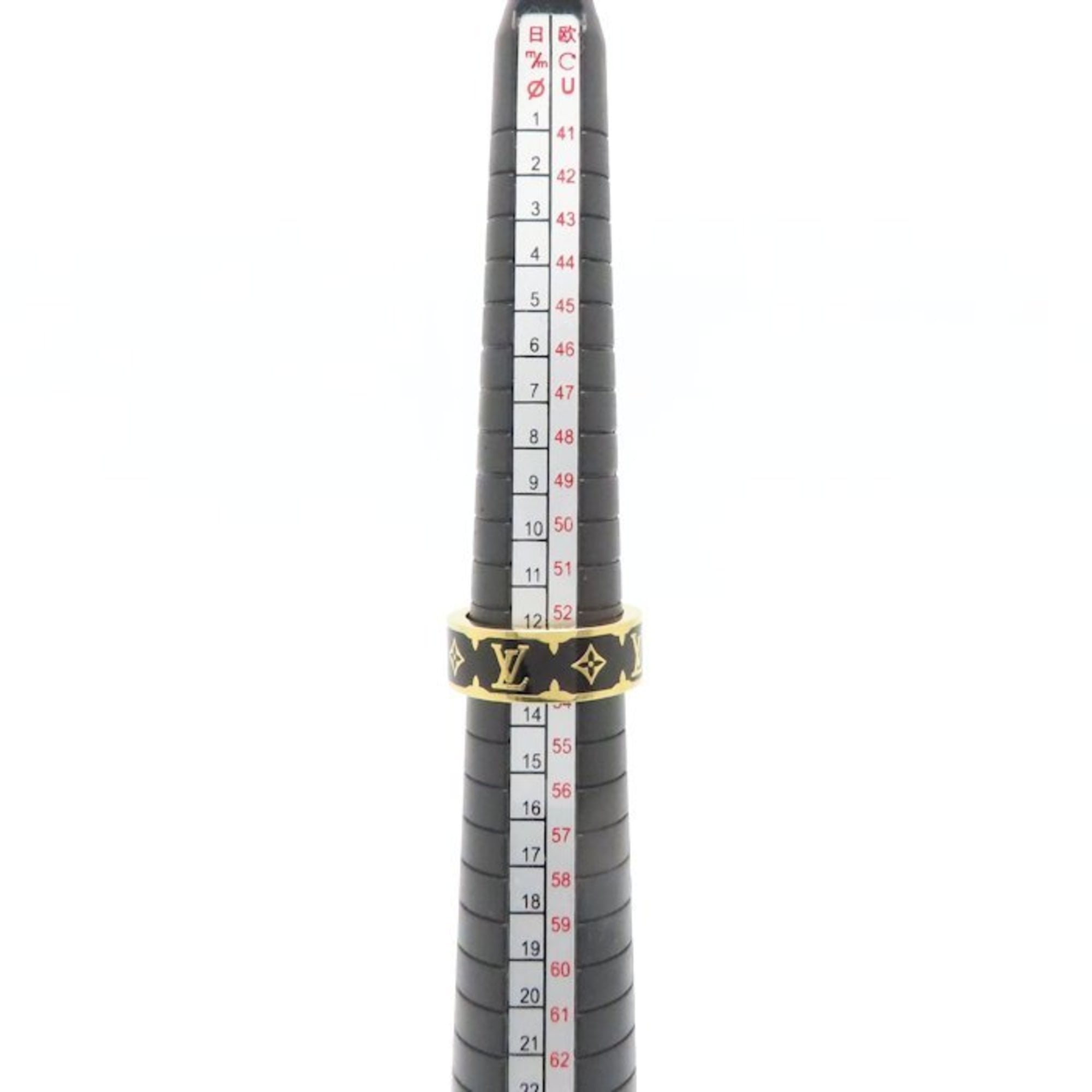 Louis Vuitton Gold Black Gold Plating Band Ring (Pre-Owned)