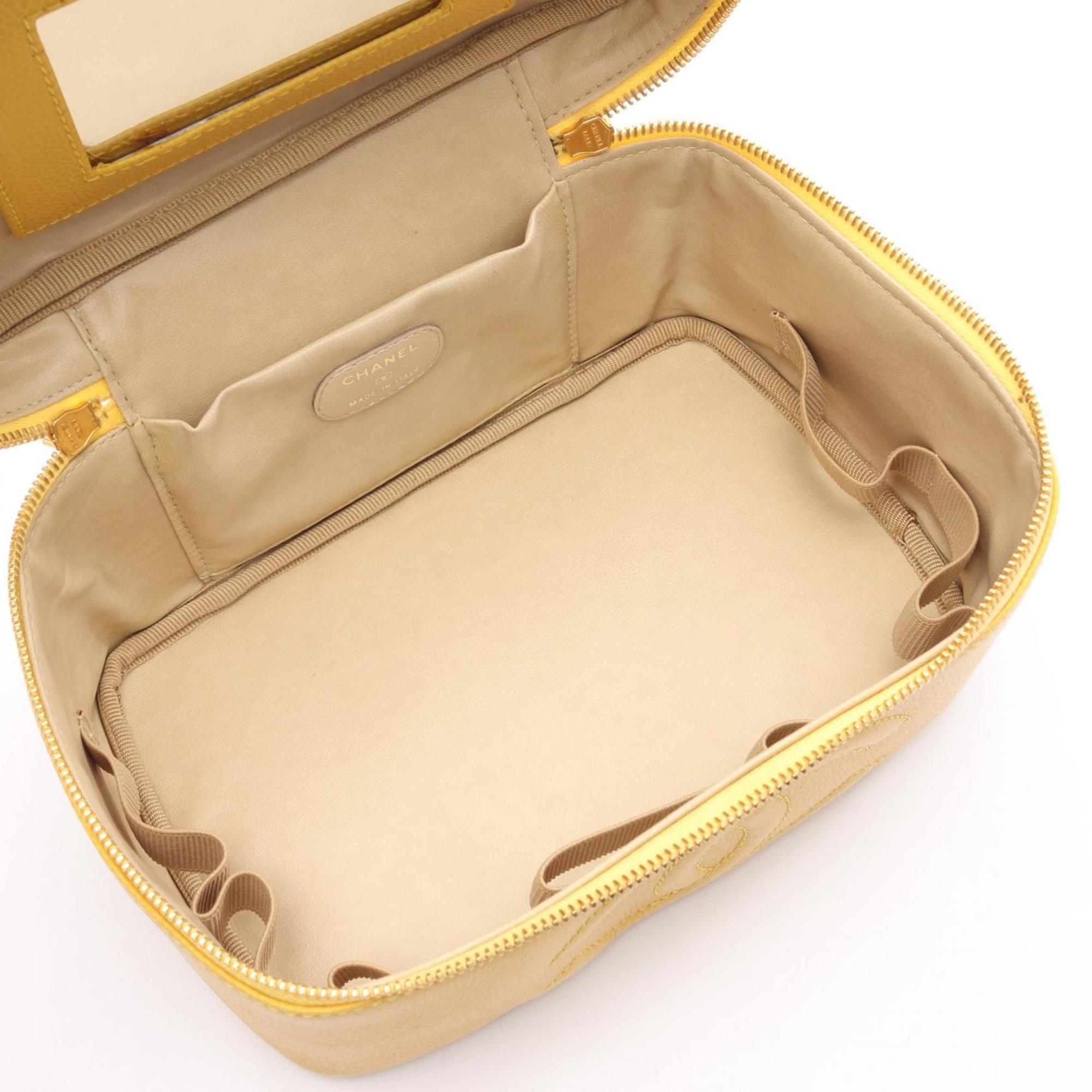 Chanel Yellow Leather Handbag Vanity Bag (Pre-Owned)