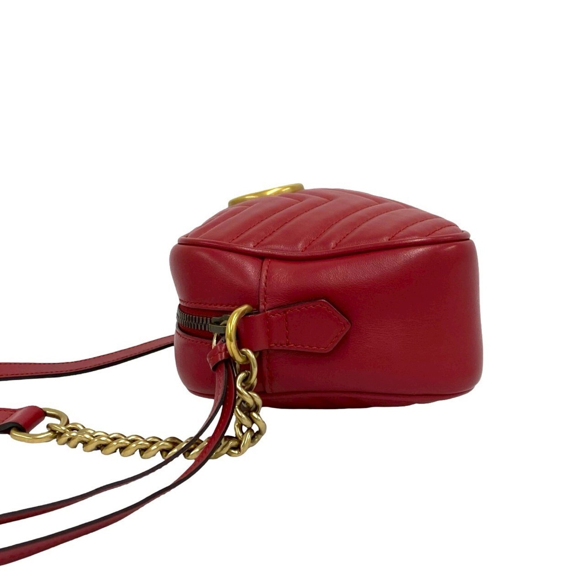 Gucci Red Color Leather Pochette Shoulder Bag (Pre-Owned)