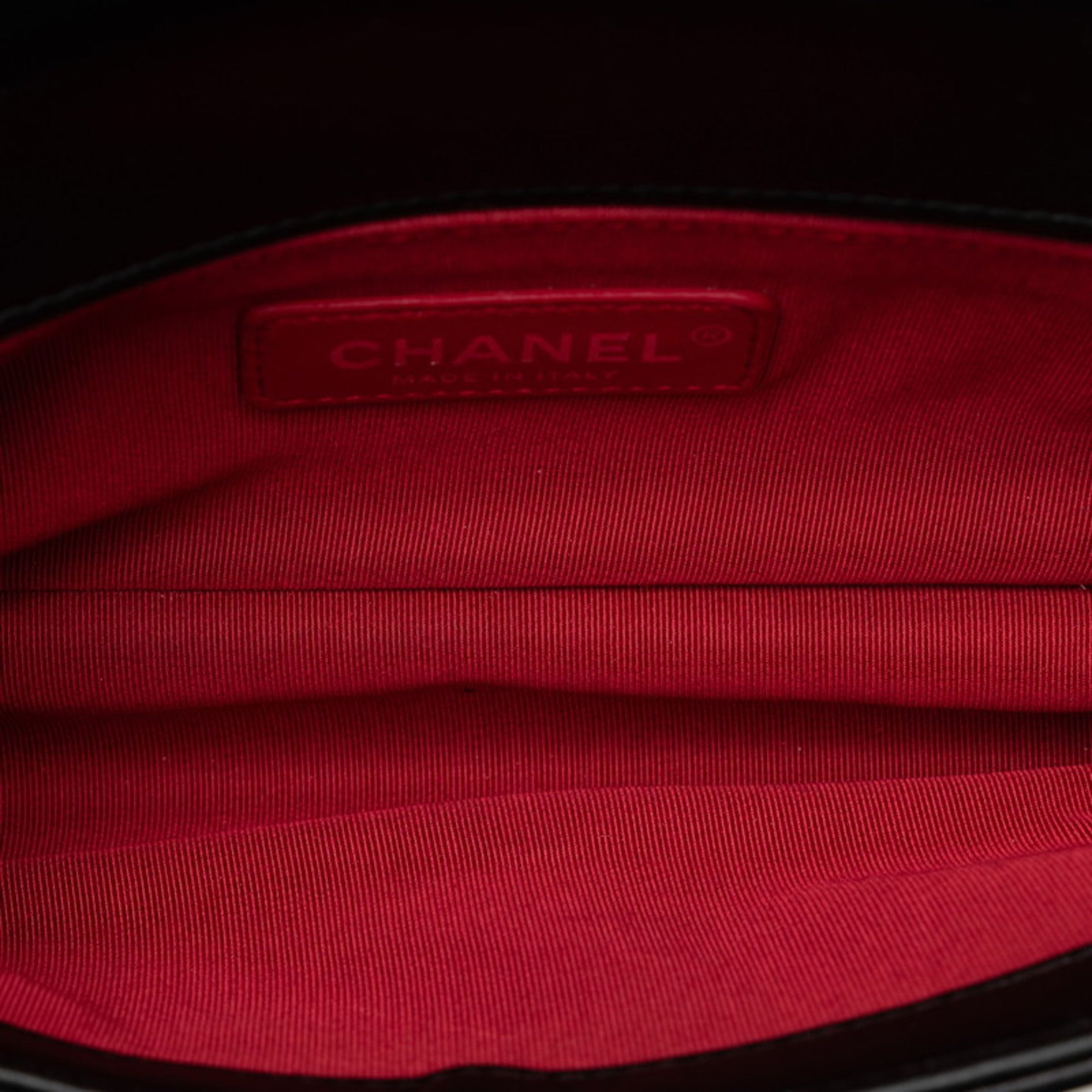 Chanel Black Red Color Tweed Leather Shoulder Bag (Pre-Owned)