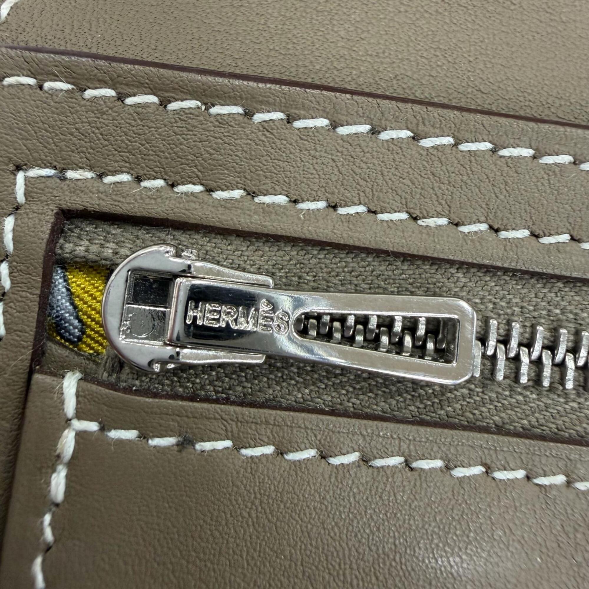 Hermes Etoupe Gray Leather Long Wallet (Bi-Fold) (Pre-Owned)