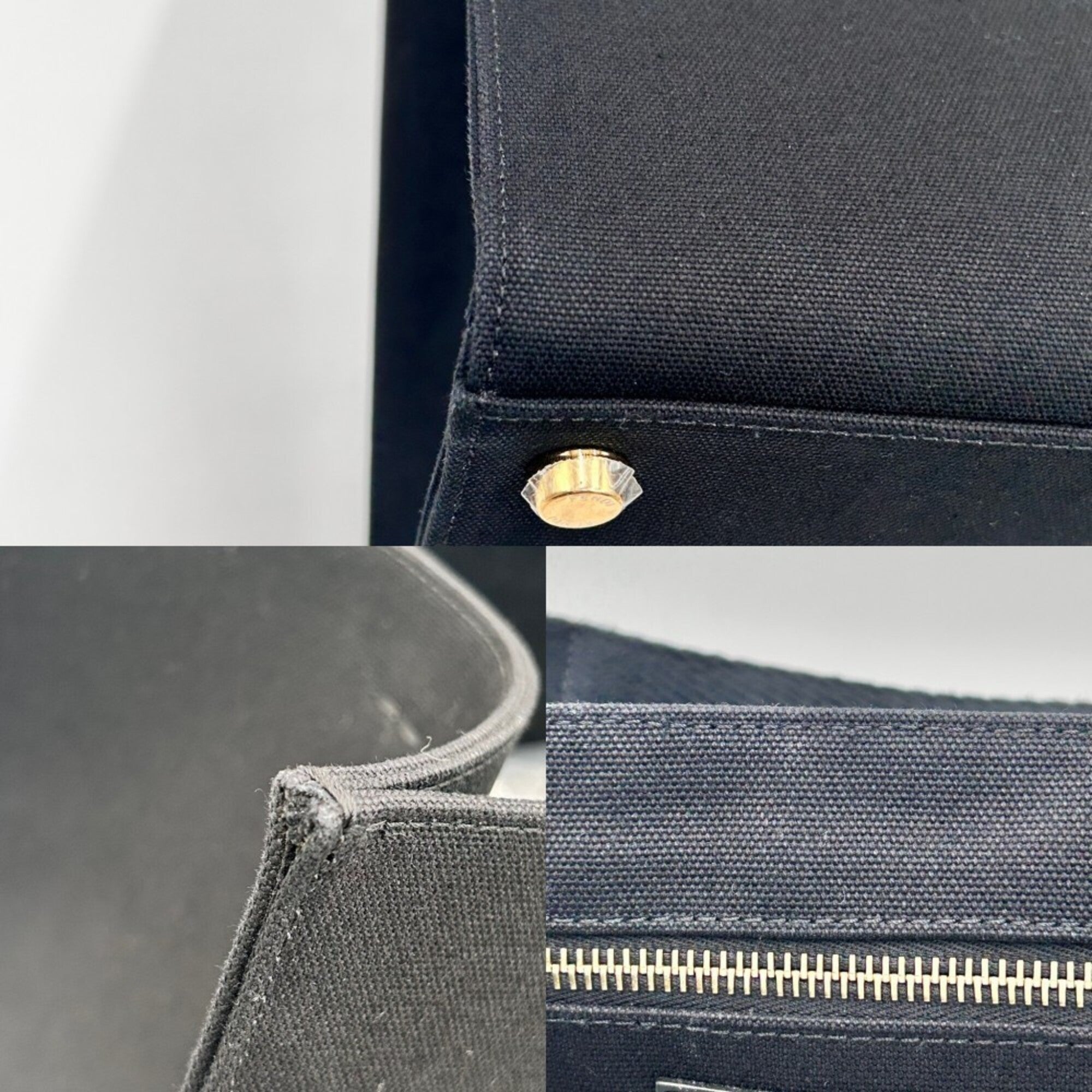 Versace Black Gold Canvas Handbag Tote Bag (Pre-Owned)